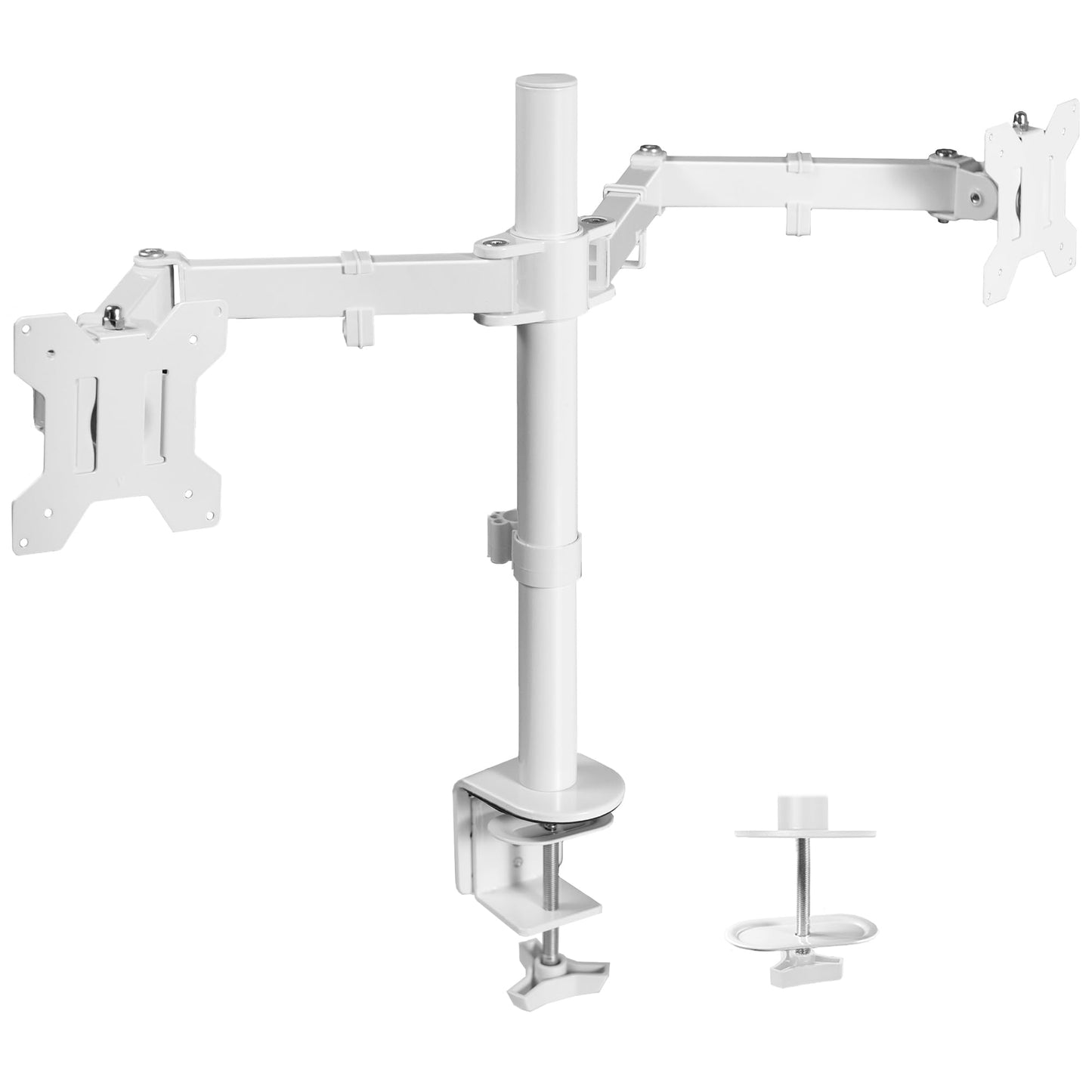 VIVO Dual Monitor Desk Mount, Holds 2 Computer Screens up to 30 inches and 22lbs Each, Heavy Duty Fully Adjustable Steel Stand with C-Clamp and Grommet, Black, STAND-V002