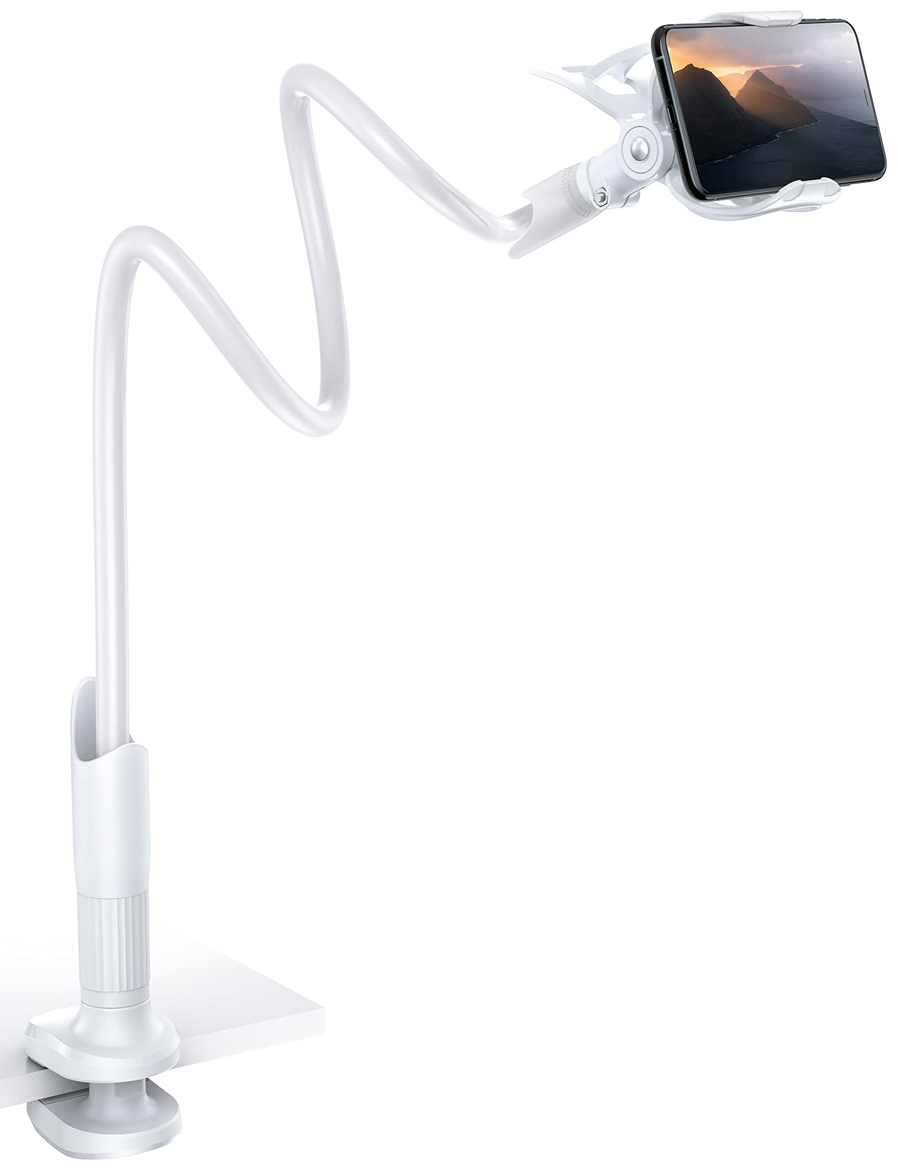Lamicall Gooseneck Phone Holder for Bed - Cell Phone Mount Clamp Clip, Flexible Long Arm, Overhead Mount for Desk Headboard Bedside, for iPhone Air 17 Pro Max, 16 Pro Max, 15, 14 & 4-7" Phone