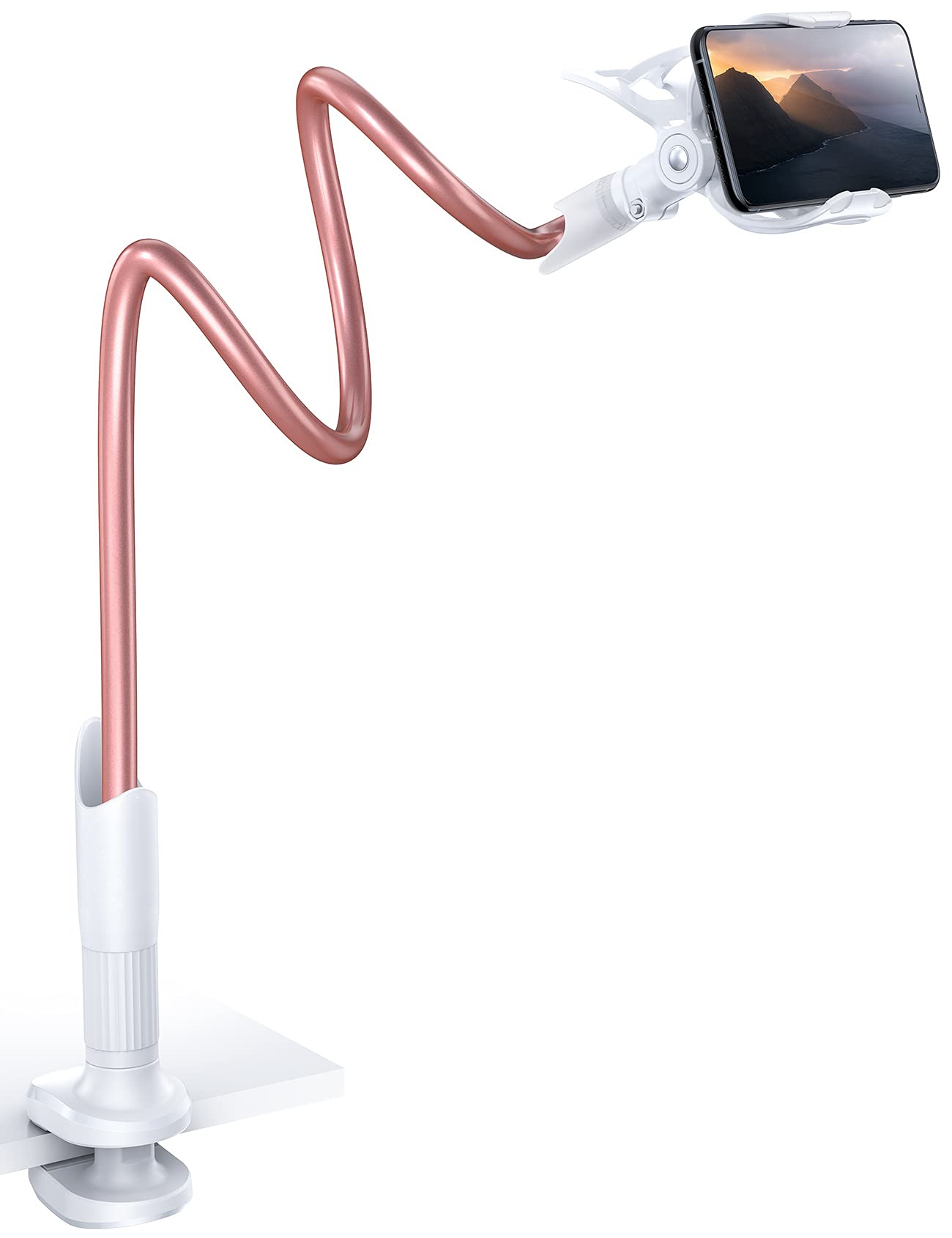 Lamicall Gooseneck Phone Holder for Bed - Cell Phone Mount Clamp Clip, Flexible Long Arm, Overhead Mount for Desk Headboard Bedside, for iPhone Air 17 Pro Max, 16 Pro Max, 15, 14 & 4-7" Phone