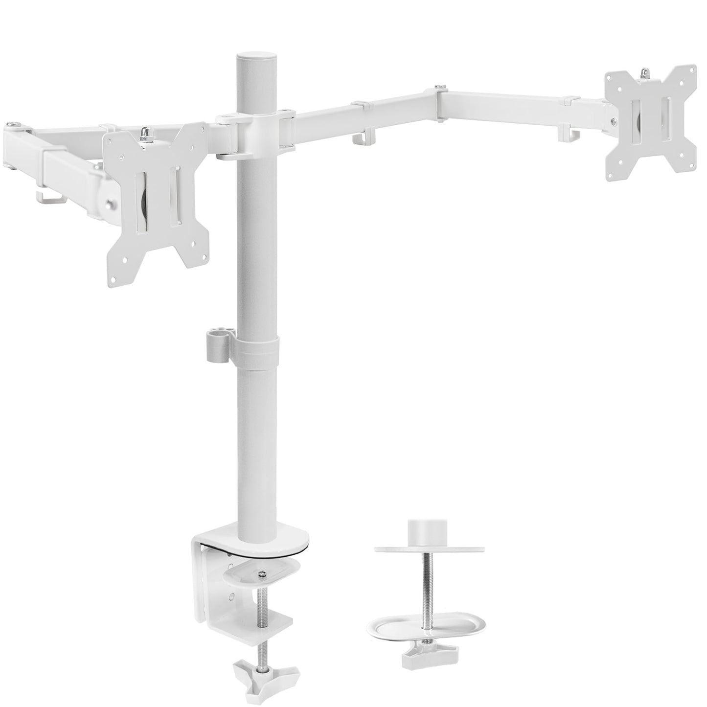 VIVO Dual Monitor Desk Mount, Holds 2 Computer Screens up to 30 inches and 22lbs Each, Heavy Duty Fully Adjustable Steel Stand with C-Clamp and Grommet, Black, STAND-V002