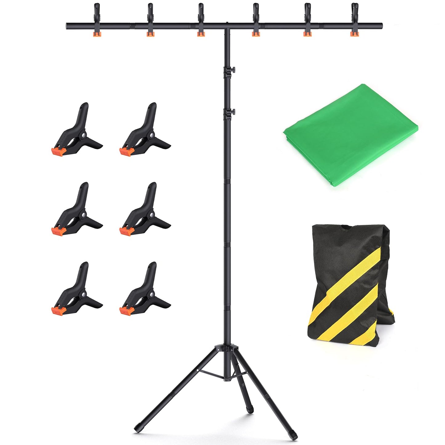 Green Screen Backdrop Kit with Stand, 8x7.2ft Portable GreenScreen Background Stand for Streaming Video and Photography Shoots