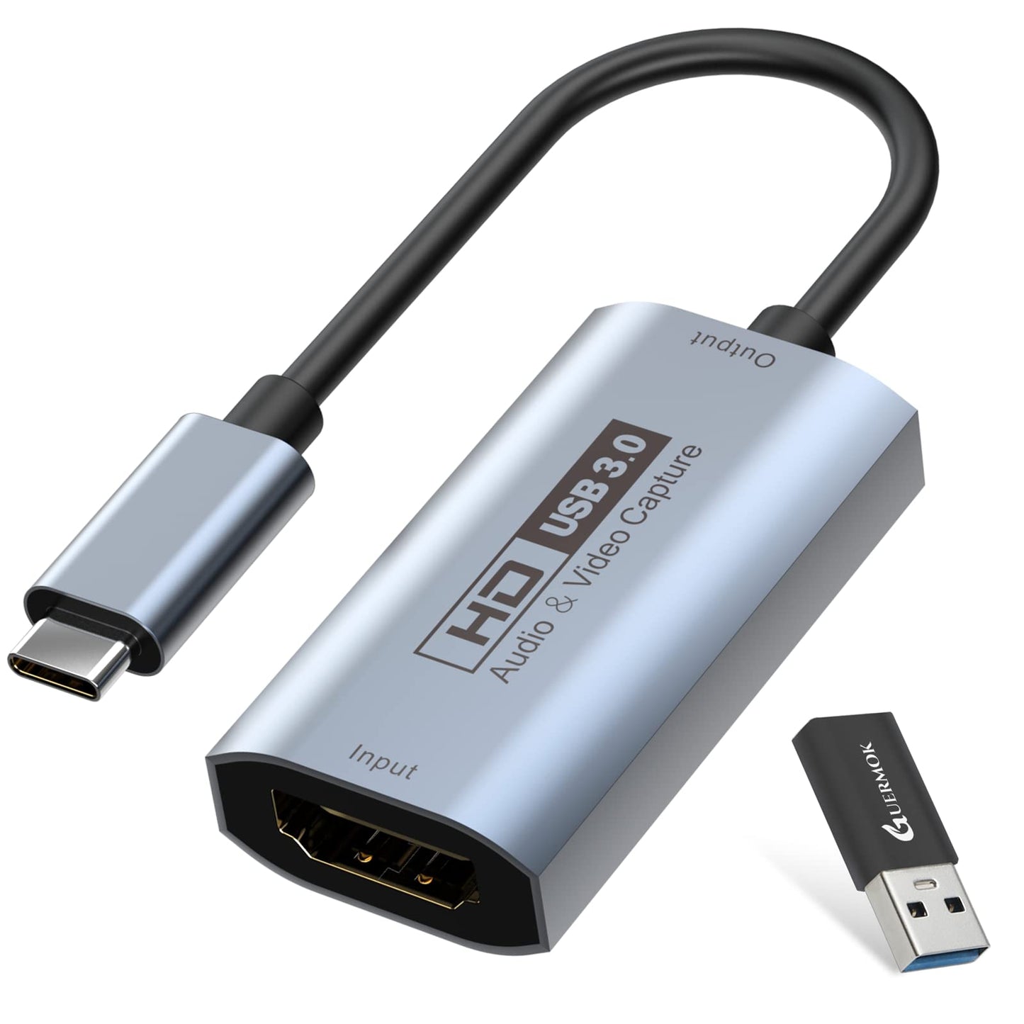 Guermok Video Capture Card, 4K USB3.0 HDMI to USB C Capture Card for Streaming, 1080P 60FPS, Compatible with iPad Mac OS Windows, Quest 3, OBS, PS5/4, Switch2/1, Xbox, Camera (Silver)