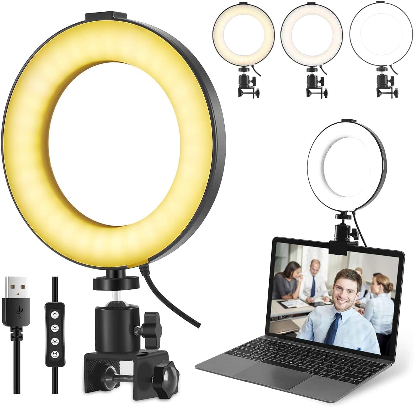 18" Foldable Ring Light with Stand for iPhone ipad Camera, 75" Tripod with Wheels 38W 6500K LED Display/Remote/2 USB Ports Large Big Ringlight Rolling for YouTube Facebook TikTok Live Video Recording