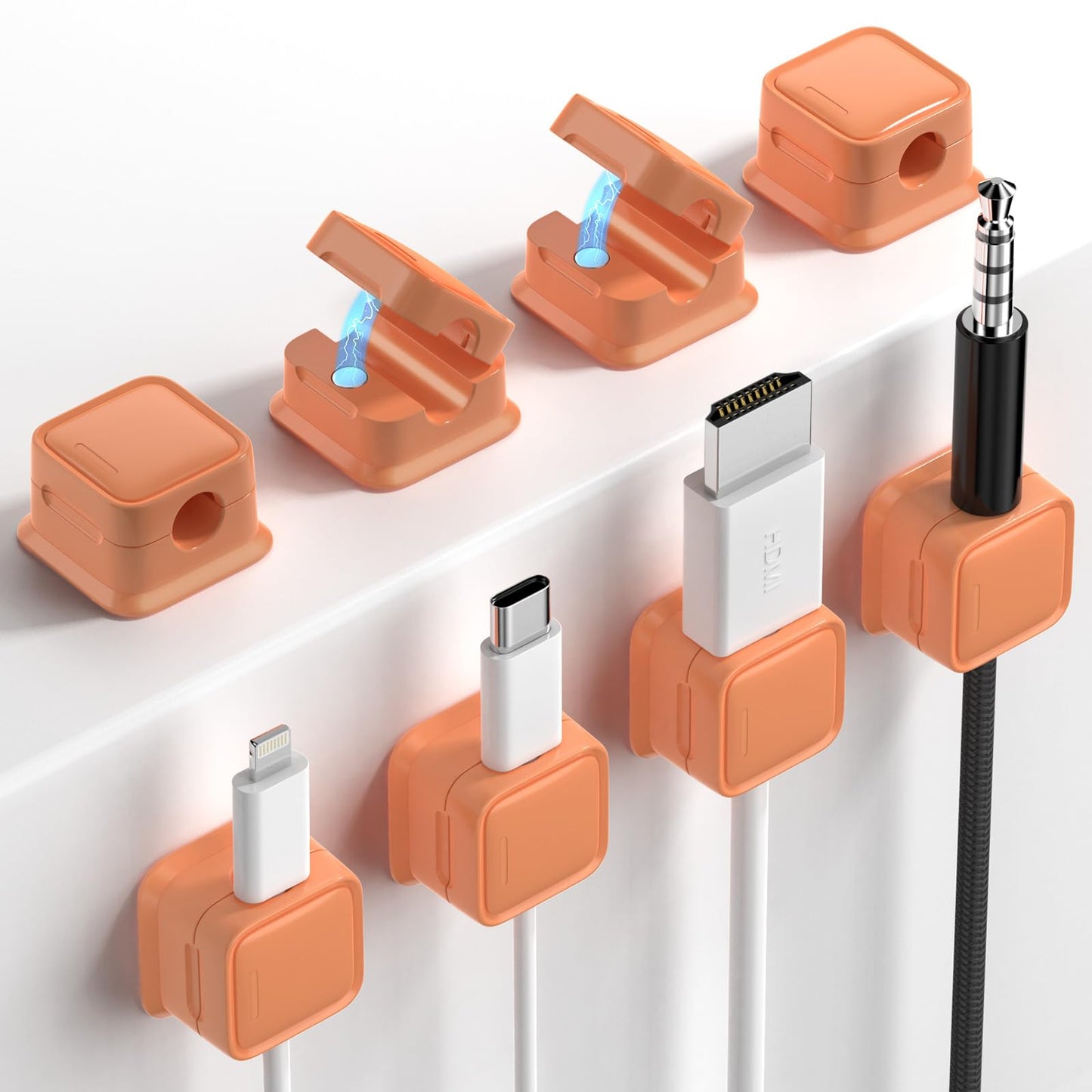 8 Pack Cord Organizer Holder,Costop Strong Adhesive Desk Cable Management Magnetic Easy Open,Organize Phone Charging Cords Wire Holder Organizer Neatly for Home,Office,Car,Desk,Nightstand