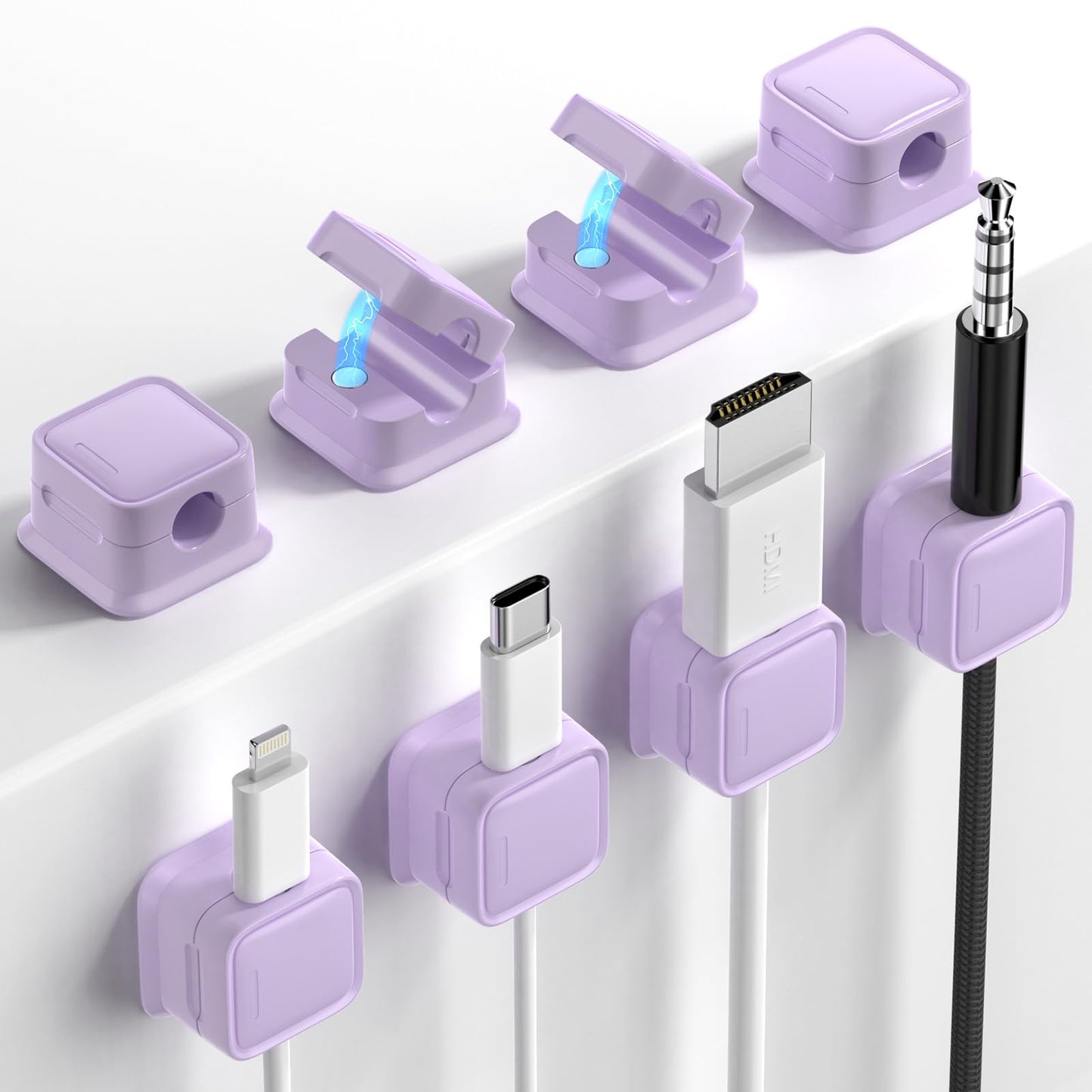 8 Pack Cord Organizer Holder,Costop Strong Adhesive Desk Cable Management Magnetic Easy Open,Organize Phone Charging Cords Wire Holder Organizer Neatly for Home,Office,Car,Desk,Nightstand