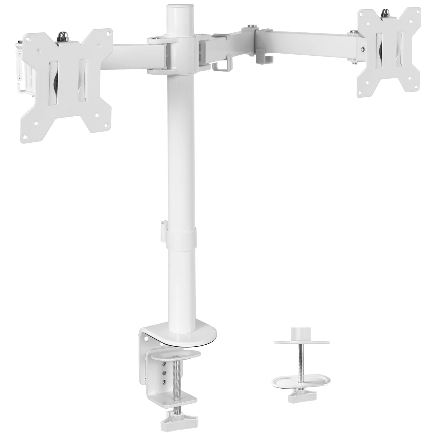 VIVO Dual Monitor Desk Mount, Holds 2 Computer Screens up to 30 inches and 22lbs Each, Heavy Duty Fully Adjustable Steel Stand with C-Clamp and Grommet, Black, STAND-V002