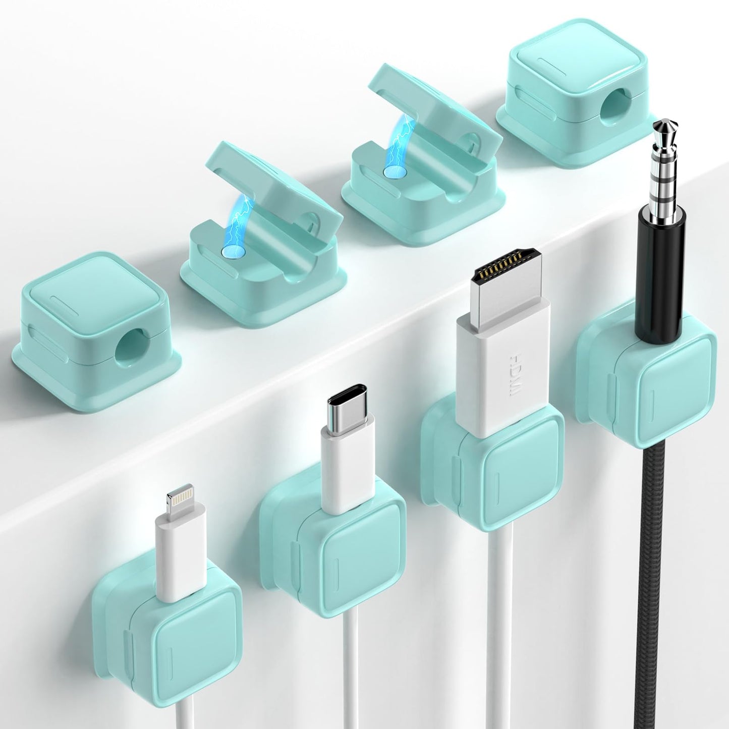 8 Pack Cord Organizer Holder,Costop Strong Adhesive Desk Cable Management Magnetic Easy Open,Organize Phone Charging Cords Wire Holder Organizer Neatly for Home,Office,Car,Desk,Nightstand