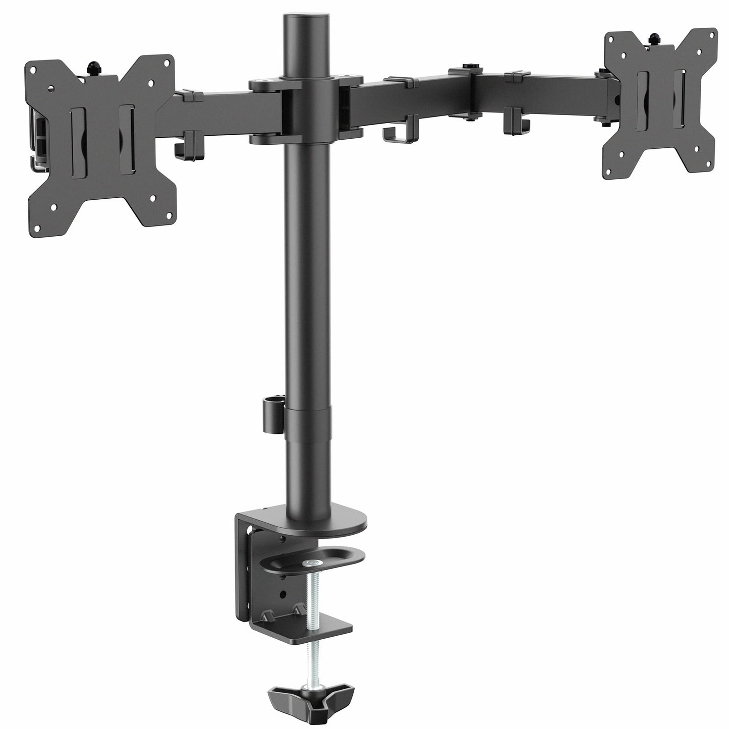 VIVO Dual Monitor Desk Mount, Holds 2 Computer Screens up to 30 inches and 22lbs Each, Heavy Duty Fully Adjustable Steel Stand with C-Clamp and Grommet, Black, STAND-V002