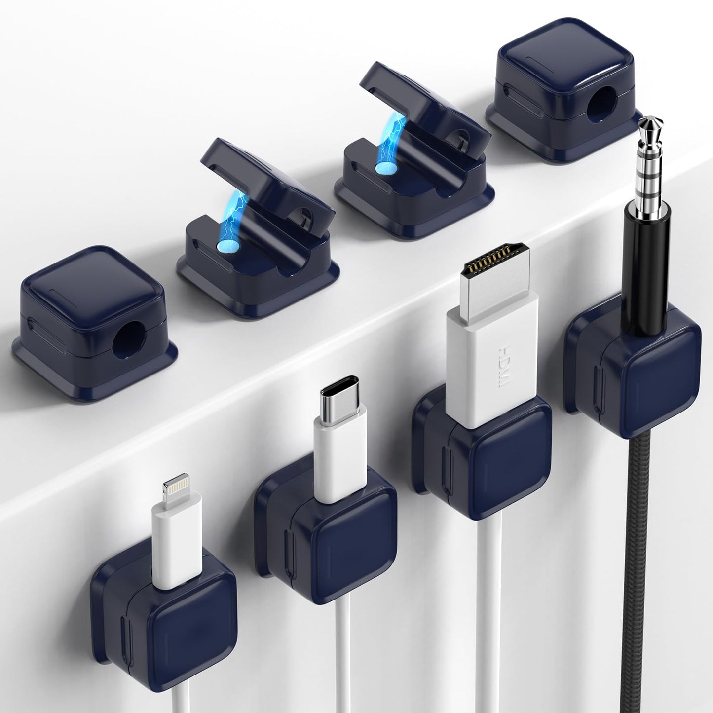 8 Pack Cord Organizer Holder,Costop Strong Adhesive Desk Cable Management Magnetic Easy Open,Organize Phone Charging Cords Wire Holder Organizer Neatly for Home,Office,Car,Desk,Nightstand