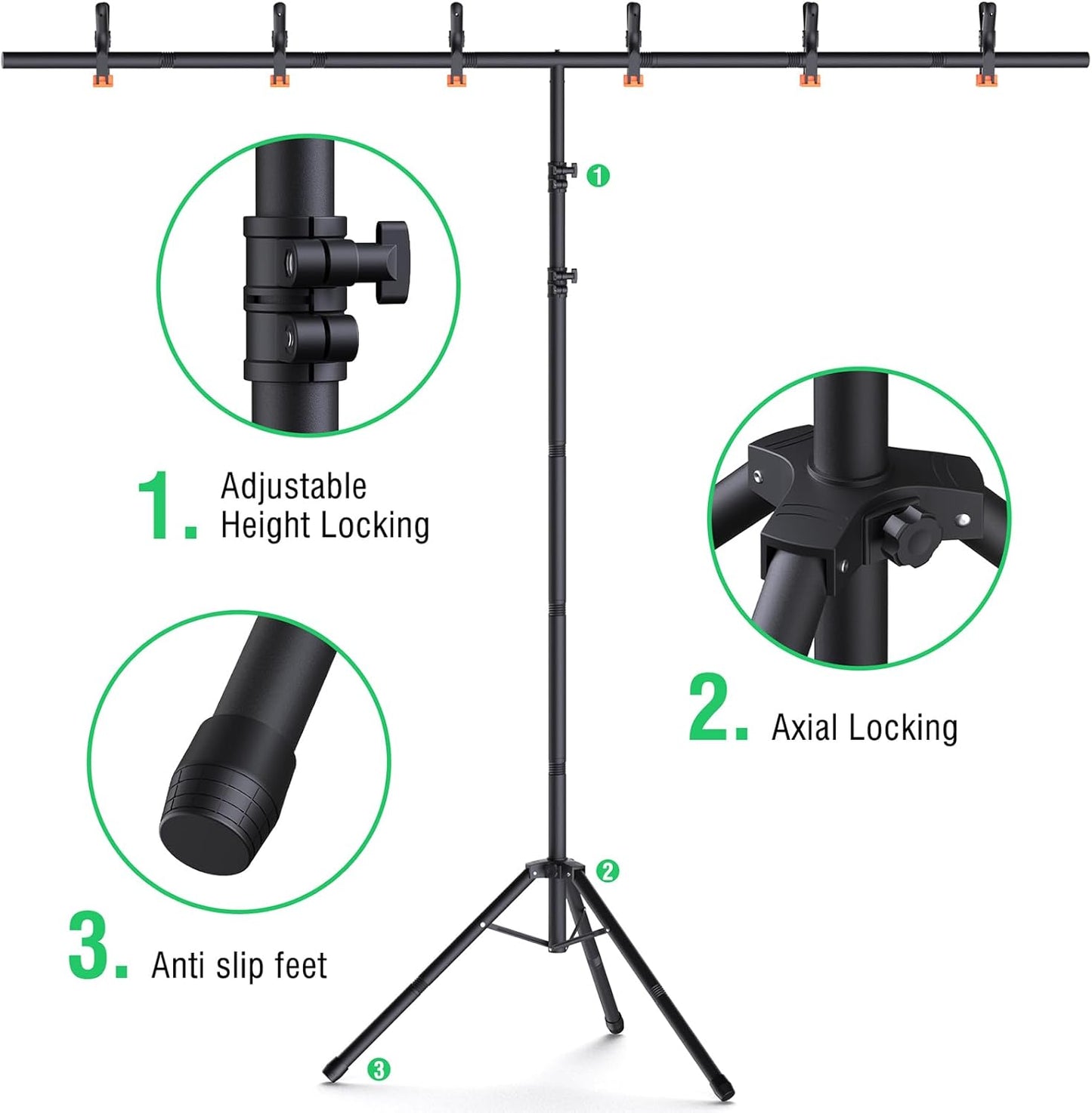 Green Screen Backdrop Kit with Stand, 8x7.2ft Portable GreenScreen Background Stand for Streaming Video and Photography Shoots