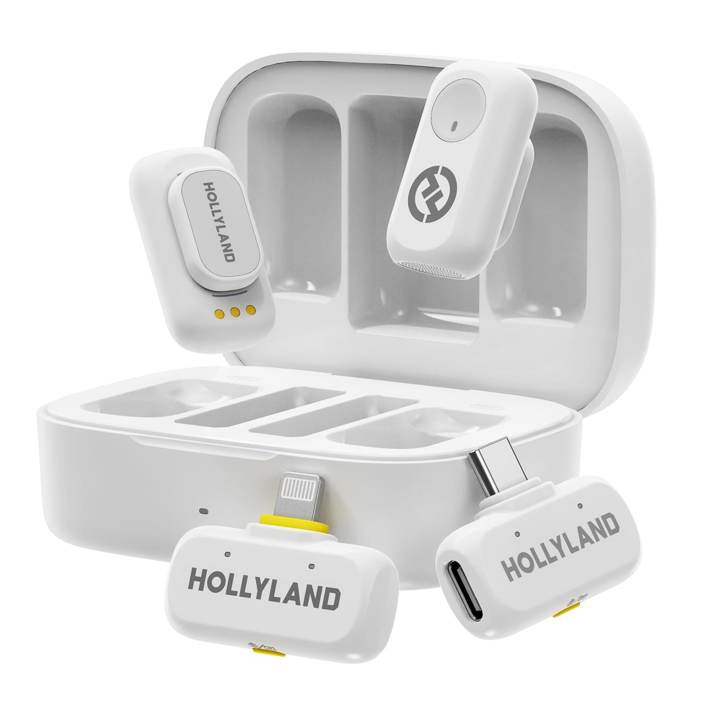 Hollyland Lark A1 Wireless Microphone for iPhone 15/16/17 & Android, 48kHz/24-bit, 3-Level Intelligent Noise Cancel, Magnetic Mini Mic for YouTube, Podcast, Vlogging (Black, 2TX + USB-C RX)