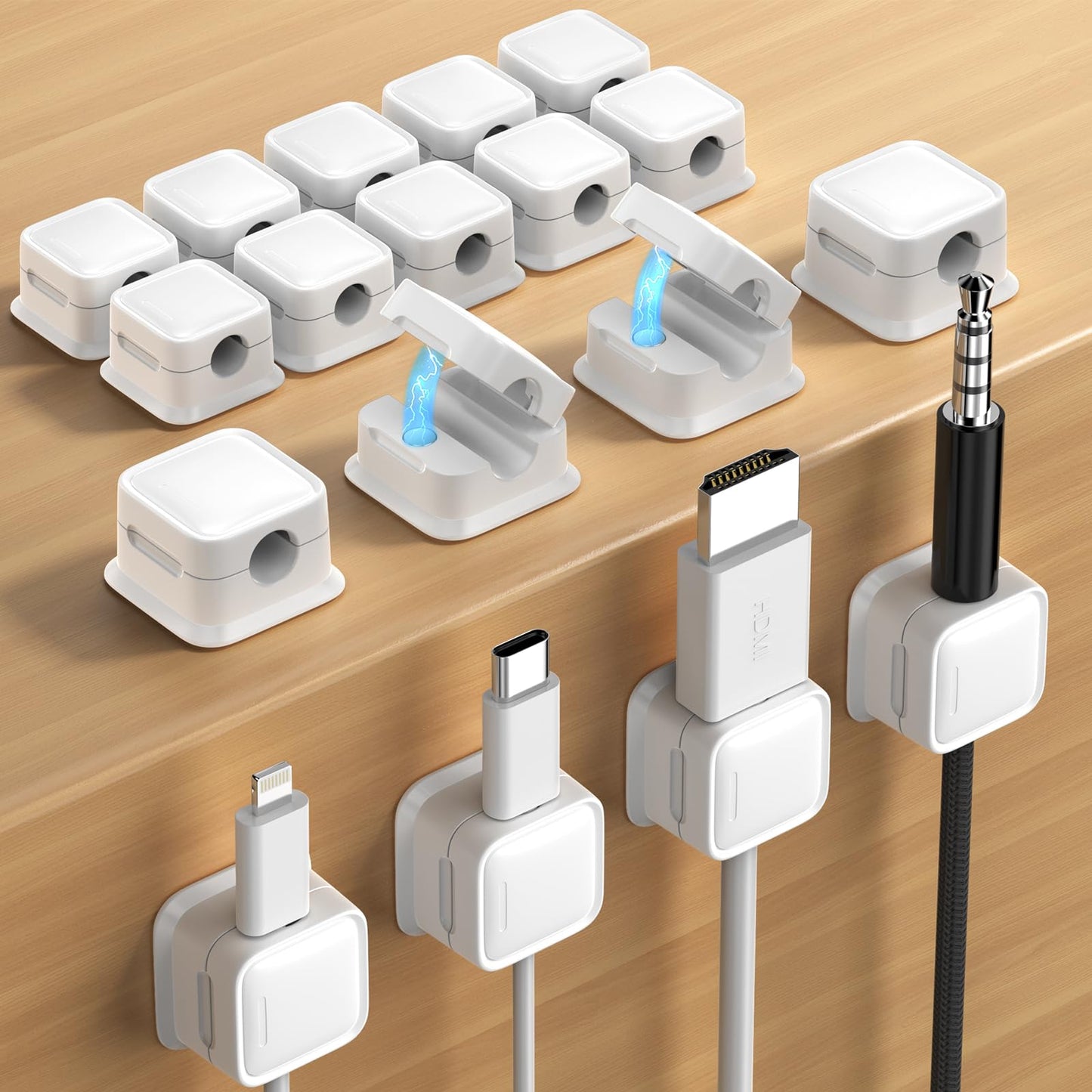 8 Pack Cord Organizer Holder,Costop Strong Adhesive Desk Cable Management Magnetic Easy Open,Organize Phone Charging Cords Wire Holder Organizer Neatly for Home,Office,Car,Desk,Nightstand