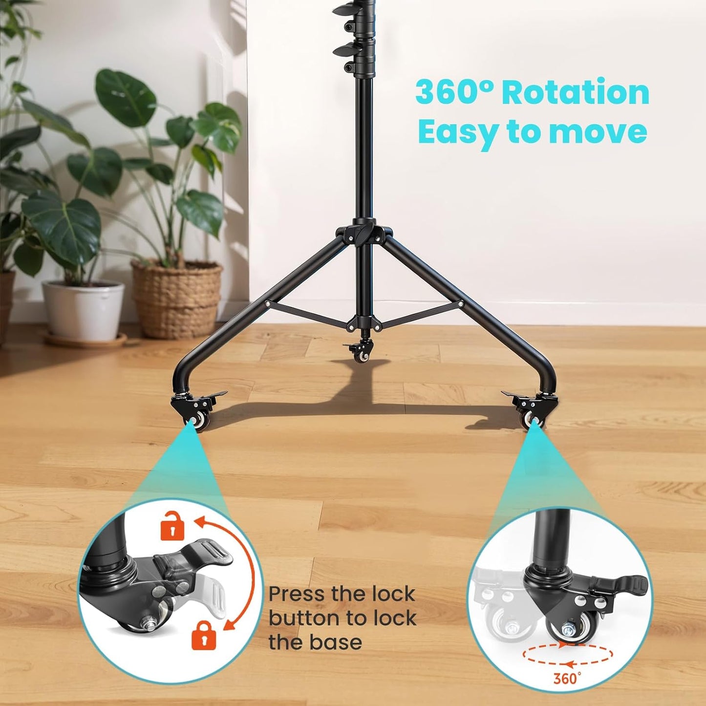 18" Foldable Ring Light with Stand for iPhone ipad Camera, 75" Tripod with Wheels 38W 6500K LED Display/Remote/2 USB Ports Large Big Ringlight Rolling for YouTube Facebook TikTok Live Video Recording
