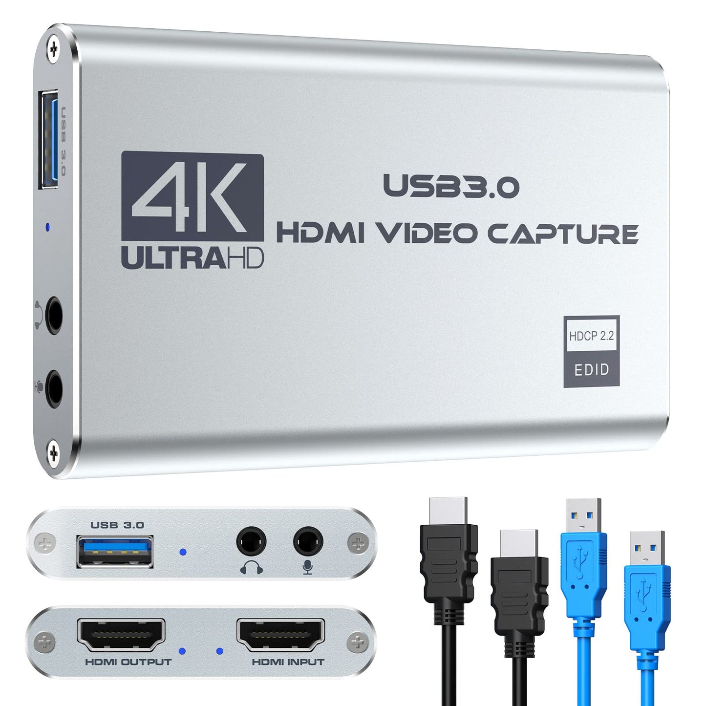 Capture Card Nintendo Switch, 4K HDMI Video Capture Card, 1080P 60FPS, HDMI to USB 3.0 Capture Card for Streaming Work with Camera/Xbox/PS4/PS5/PC/OBS