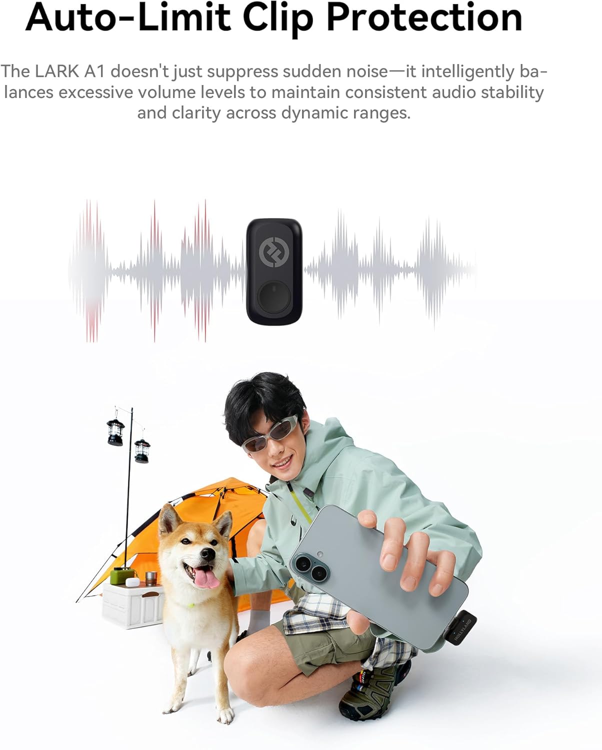 Hollyland Lark A1 Wireless Microphone for iPhone 15/16/17 & Android, 48kHz/24-bit, 3-Level Intelligent Noise Cancel, Magnetic Mini Mic for YouTube, Podcast, Vlogging (Black, 2TX + USB-C RX)