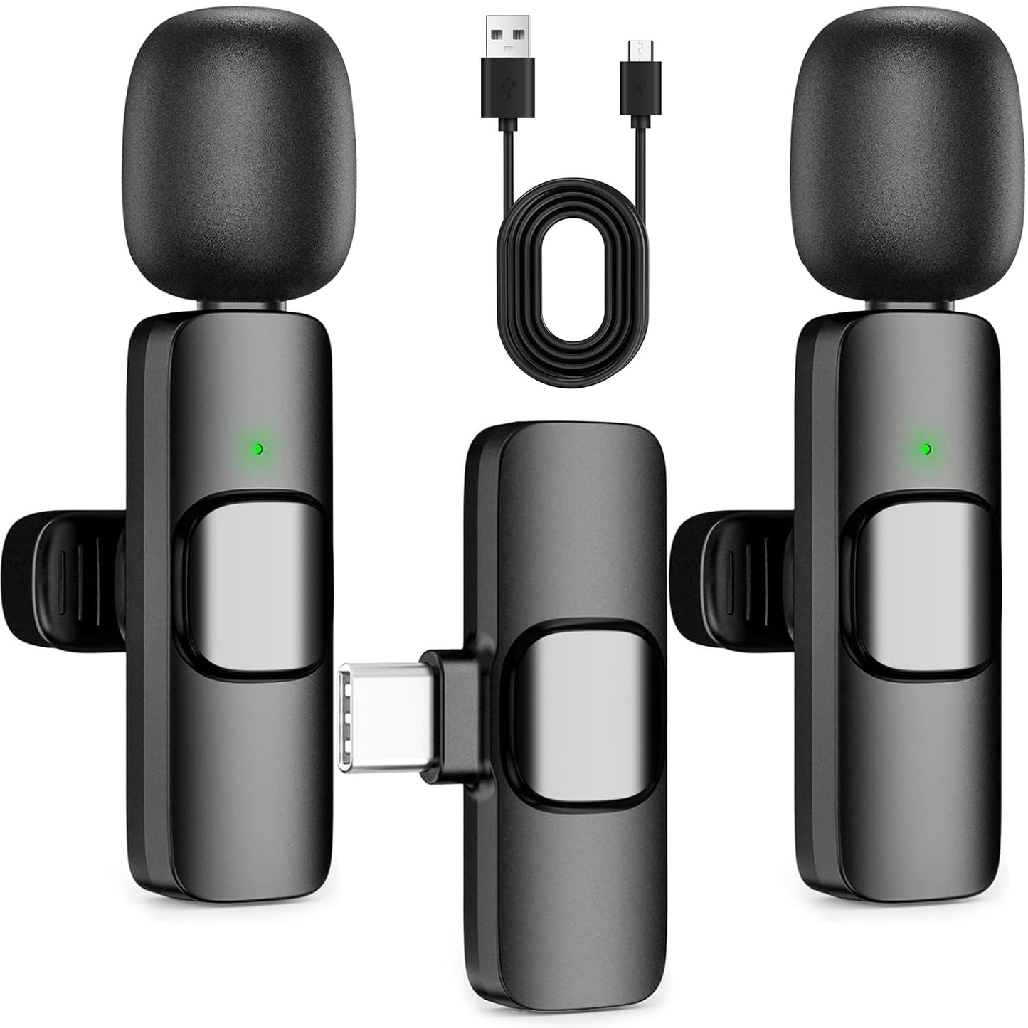 Pink Wireless Lavalier Microphone for iPhone & Android - Mini Clip-On Mic with Noise Cancellation, 65ft Range, 8H Battery, USB-C/Lightning - for TikTok, YouTube, Podcast, Live Streaming