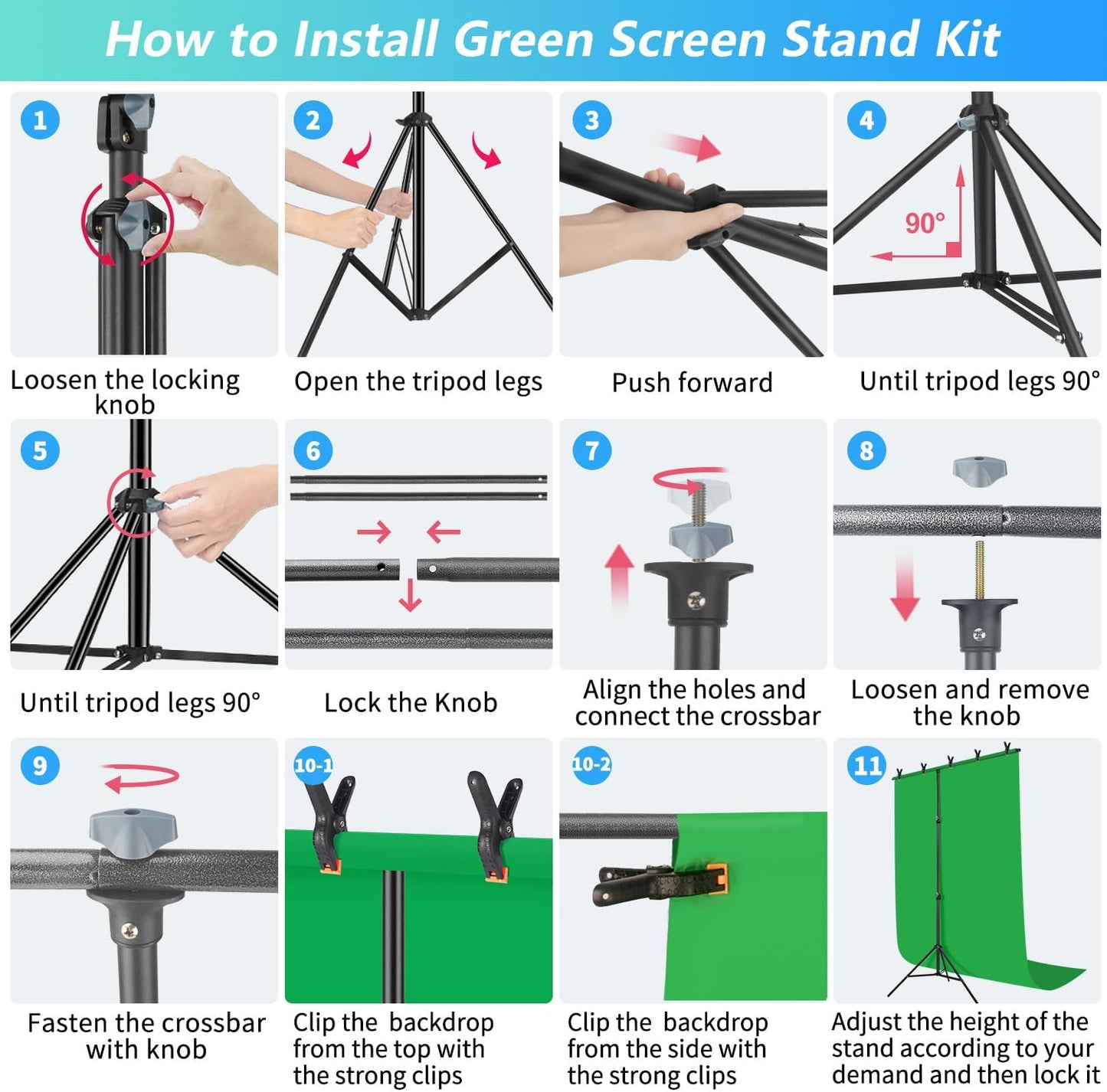 Green Screen Backdrop Kit with Stand, 5X6.5ft Portable Green Screen Backdrop with Stand kit, GreenScreen Background with Stand Carrying Bag Clamp for Streaming Video Zoom