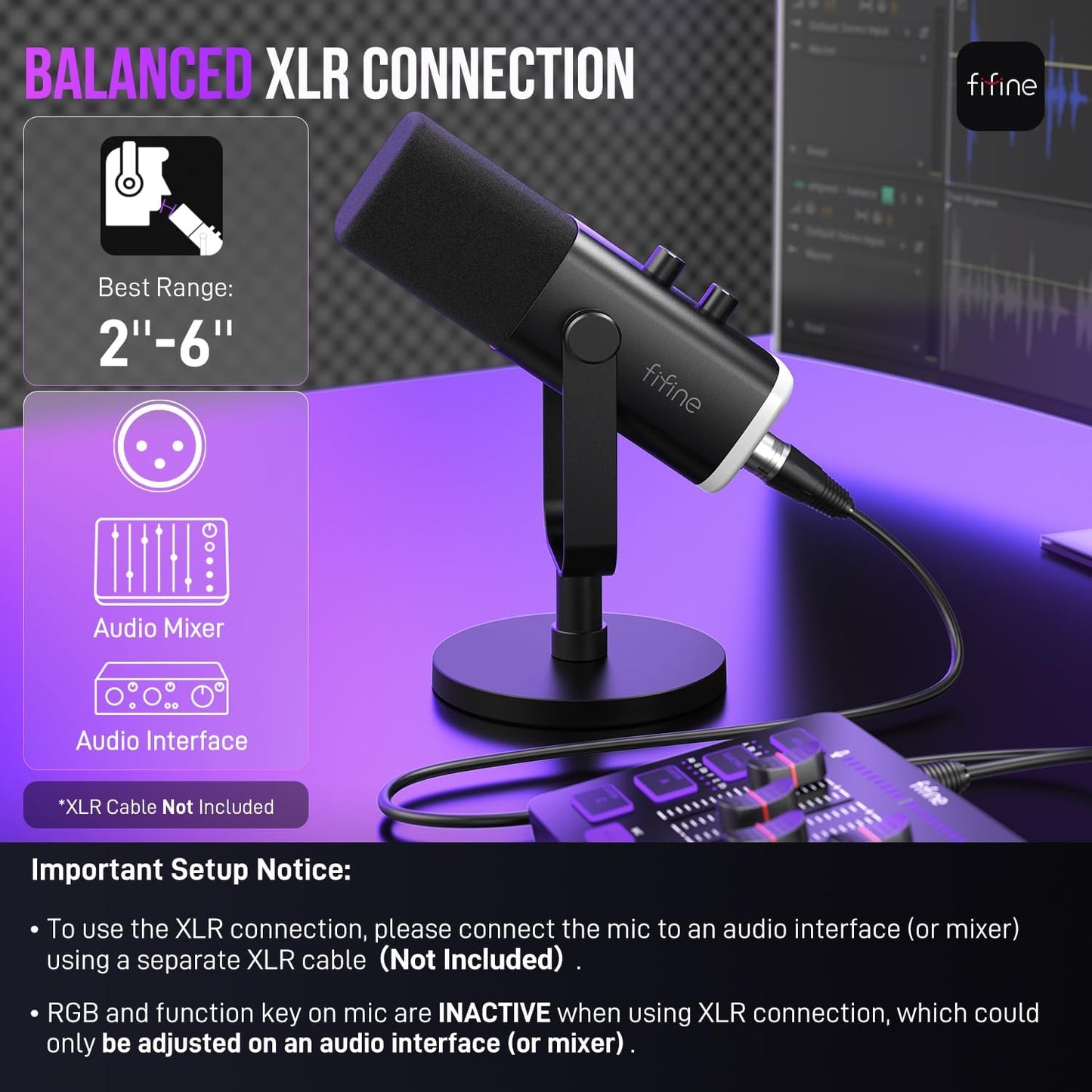FIFINE USB/XLR Dynamic Microphone for Podcast Recording, PC Computer Gaming Streaming Mic with RGB Light, Mute Button, Headphones Jack, Desktop Stand, Vocal Mic for Singing YouTube-AmpliGame AM8