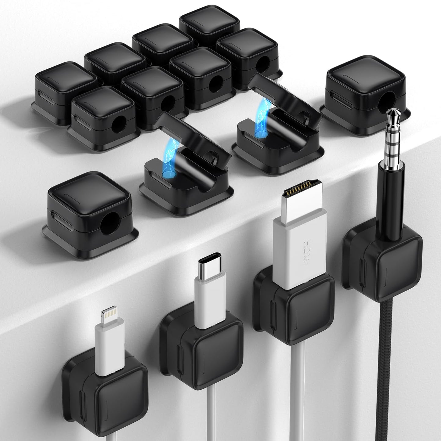 8 Pack Cord Organizer Holder,Costop Strong Adhesive Desk Cable Management Magnetic Easy Open,Organize Phone Charging Cords Wire Holder Organizer Neatly for Home,Office,Car,Desk,Nightstand