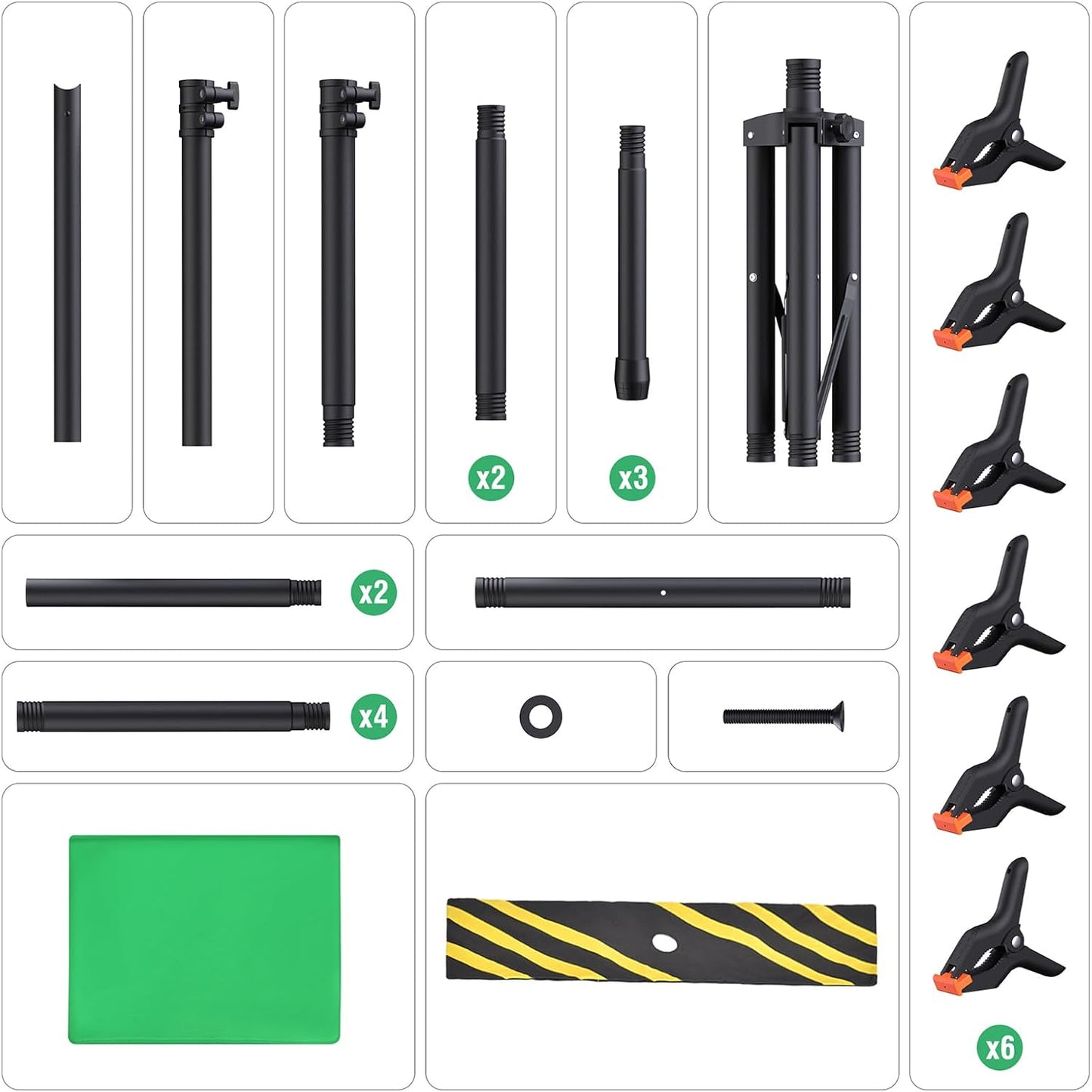 Green Screen Backdrop Kit with Stand, 8x7.2ft Portable GreenScreen Background Stand for Streaming Video and Photography Shoots