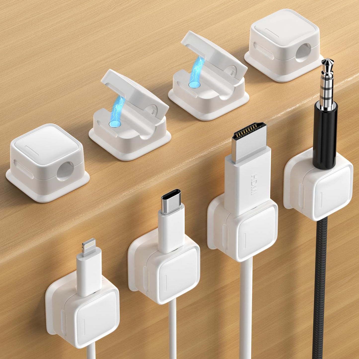 8 Pack Cord Organizer Holder,Costop Strong Adhesive Desk Cable Management Magnetic Easy Open,Organize Phone Charging Cords Wire Holder Organizer Neatly for Home,Office,Car,Desk,Nightstand