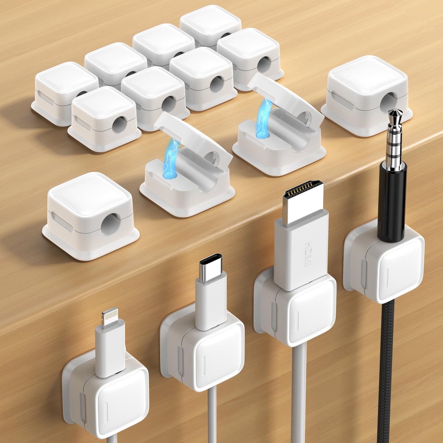8 Pack Cord Organizer Holder,Costop Strong Adhesive Desk Cable Management Magnetic Easy Open,Organize Phone Charging Cords Wire Holder Organizer Neatly for Home,Office,Car,Desk,Nightstand