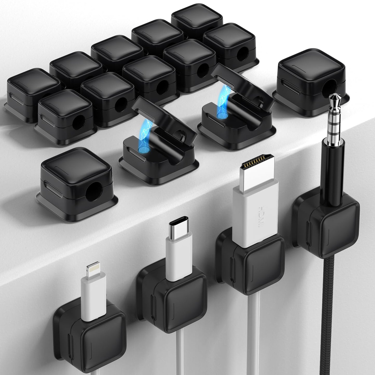 8 Pack Cord Organizer Holder,Costop Strong Adhesive Desk Cable Management Magnetic Easy Open,Organize Phone Charging Cords Wire Holder Organizer Neatly for Home,Office,Car,Desk,Nightstand