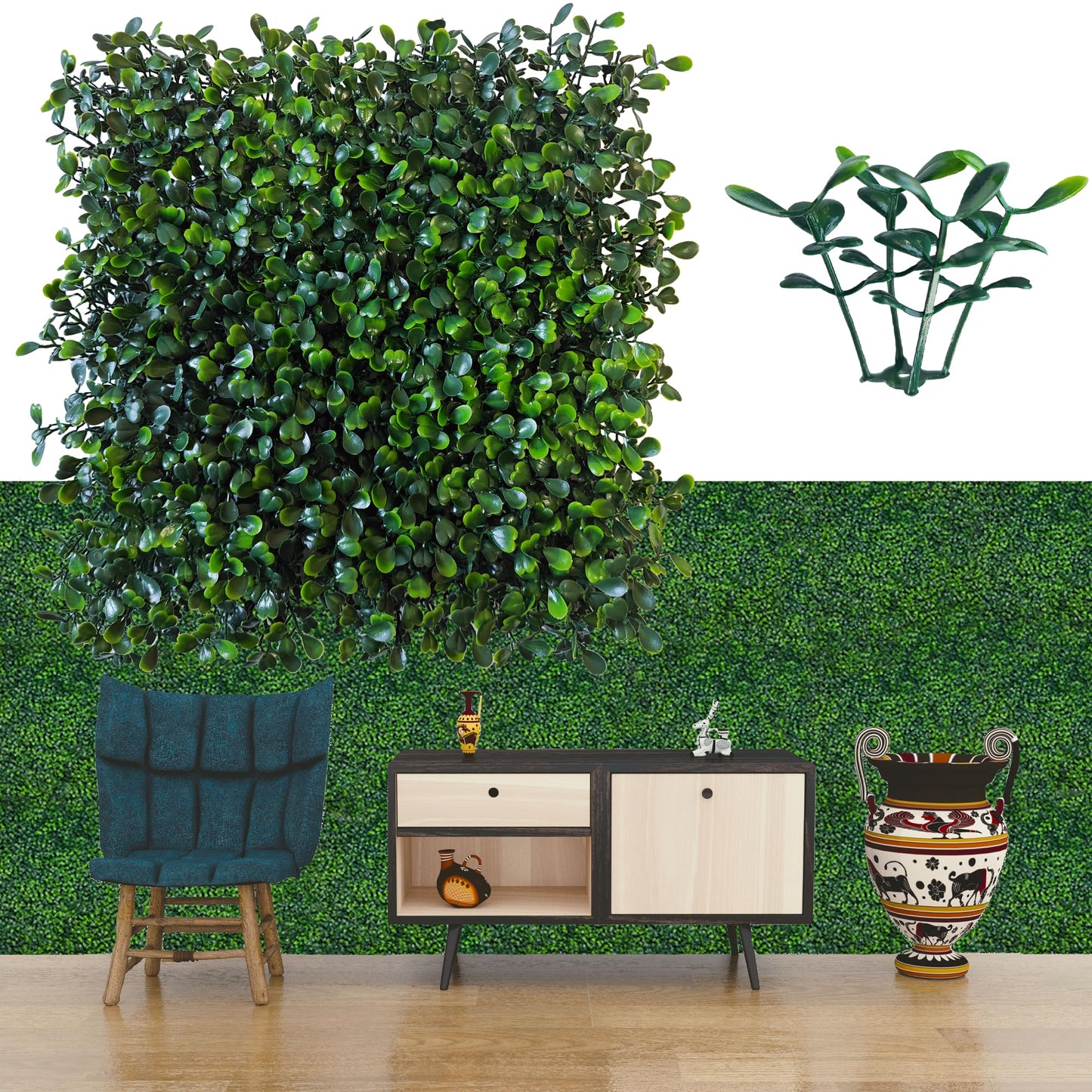 Artificial Grass Wall Panel Backdrop,10" X 10" 12P(8.4 sqft) UV-Anti Greenery Boxwood Panels for Indoor Outdoor Green Wall Decor & Ivy Fence Covering Privacy