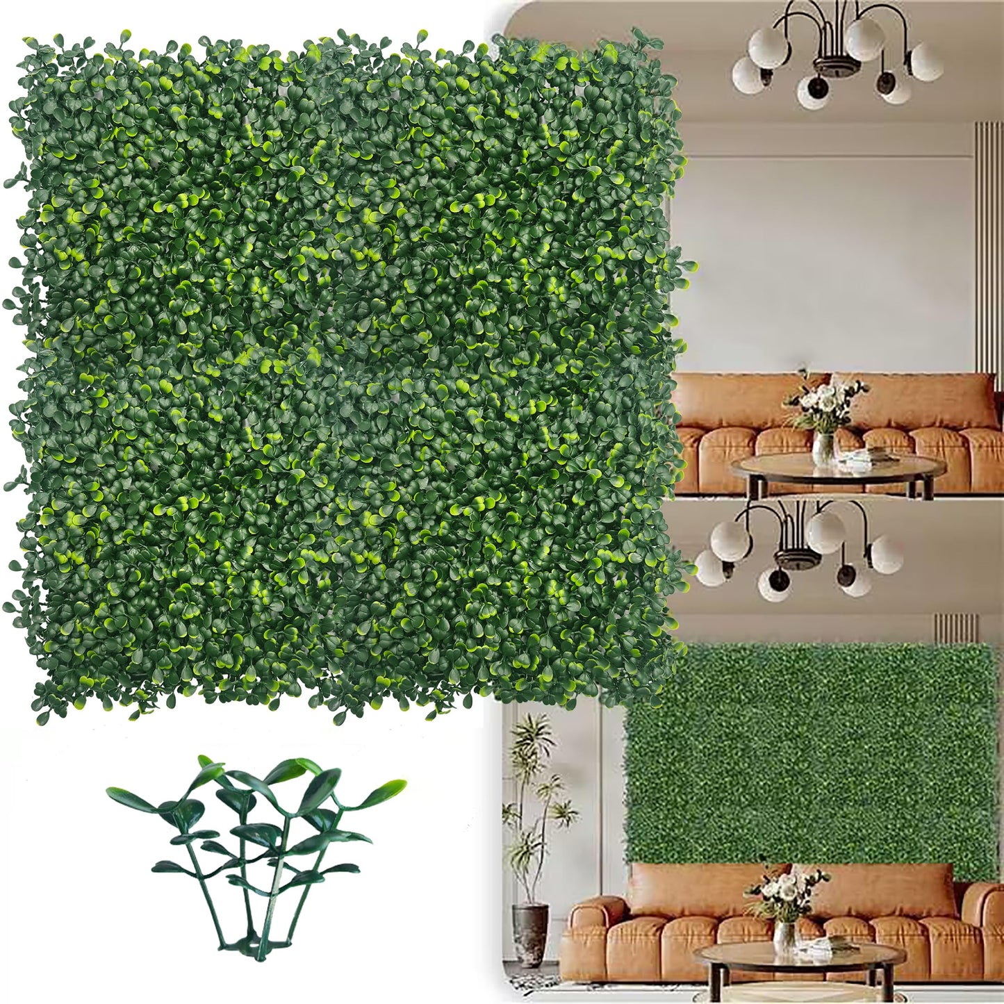 Artificial Grass Wall Panel Backdrop,10" X 10" 12P(8.4 sqft) UV-Anti Greenery Boxwood Panels for Indoor Outdoor Green Wall Decor & Ivy Fence Covering Privacy