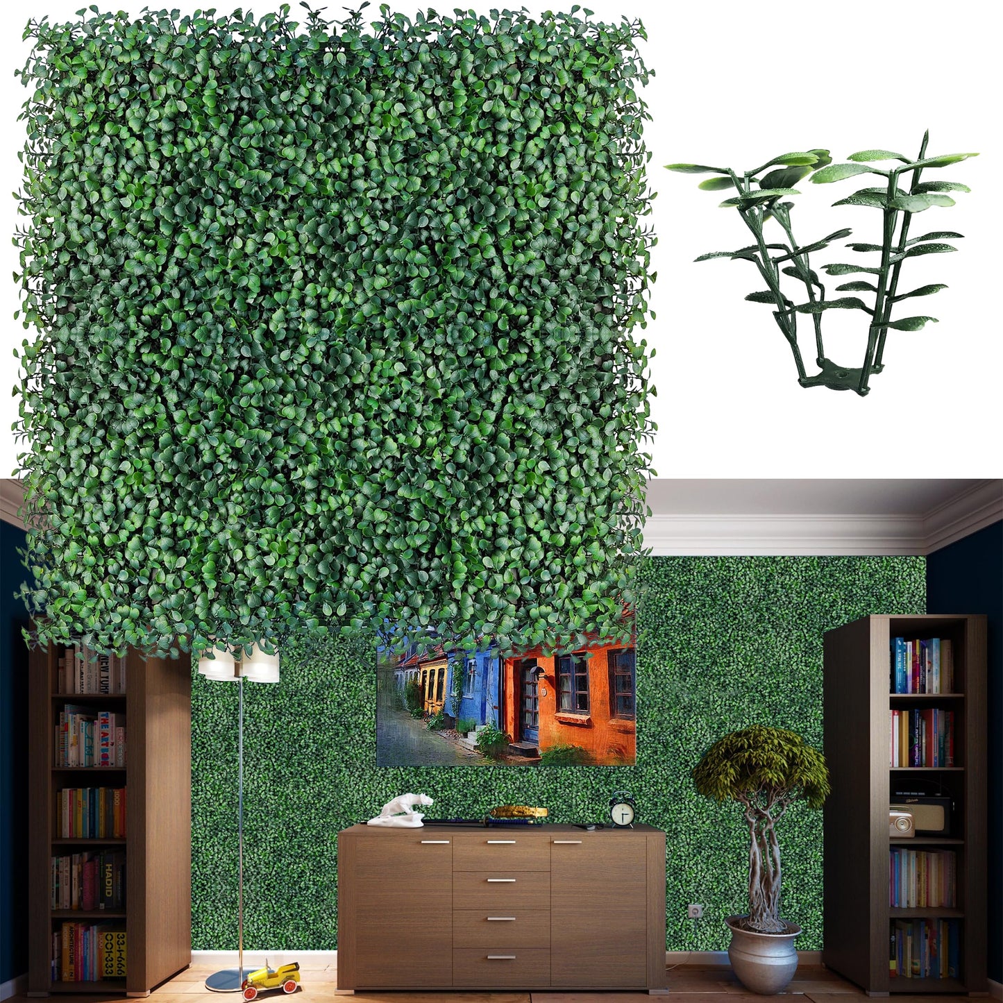 Artificial Grass Wall Panel Backdrop,10" X 10" 12P(8.4 sqft) UV-Anti Greenery Boxwood Panels for Indoor Outdoor Green Wall Decor & Ivy Fence Covering Privacy