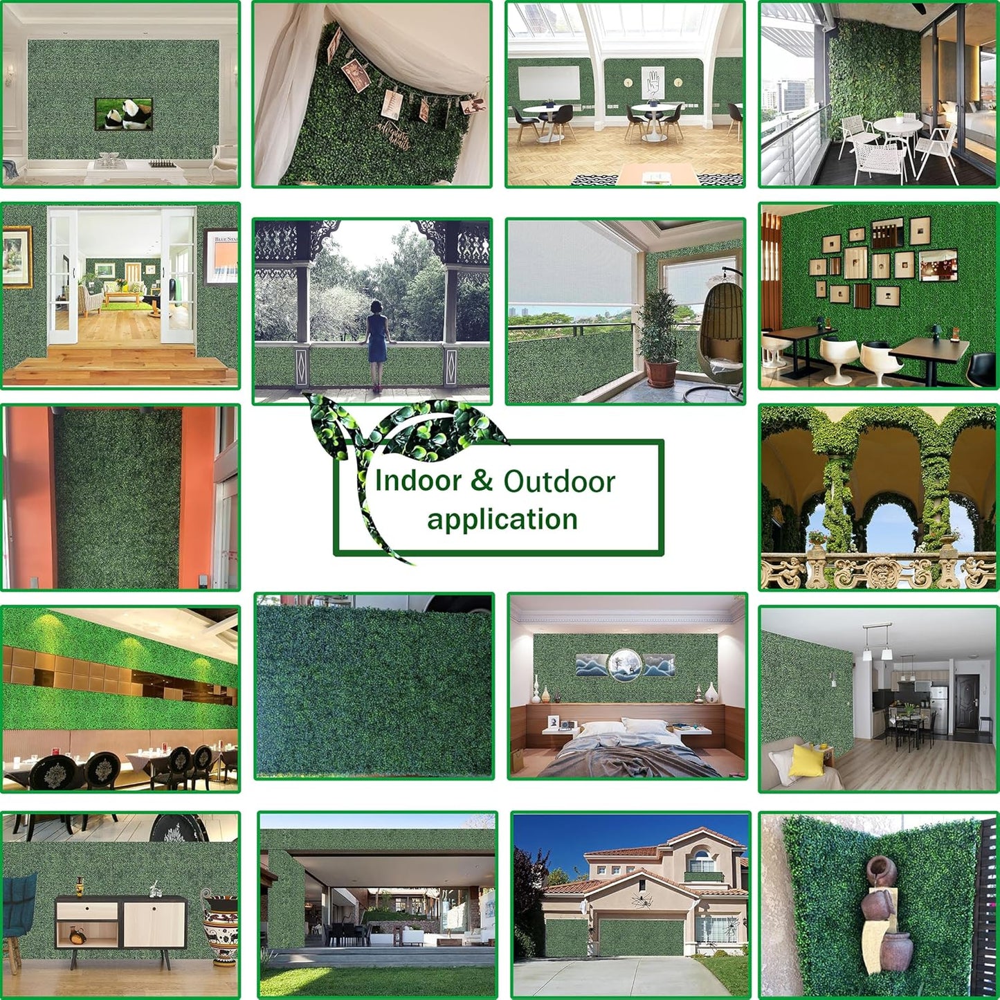 Artificial Grass Wall Panel Backdrop,10" X 10" 12P(8.4 sqft) UV-Anti Greenery Boxwood Panels for Indoor Outdoor Green Wall Decor & Ivy Fence Covering Privacy
