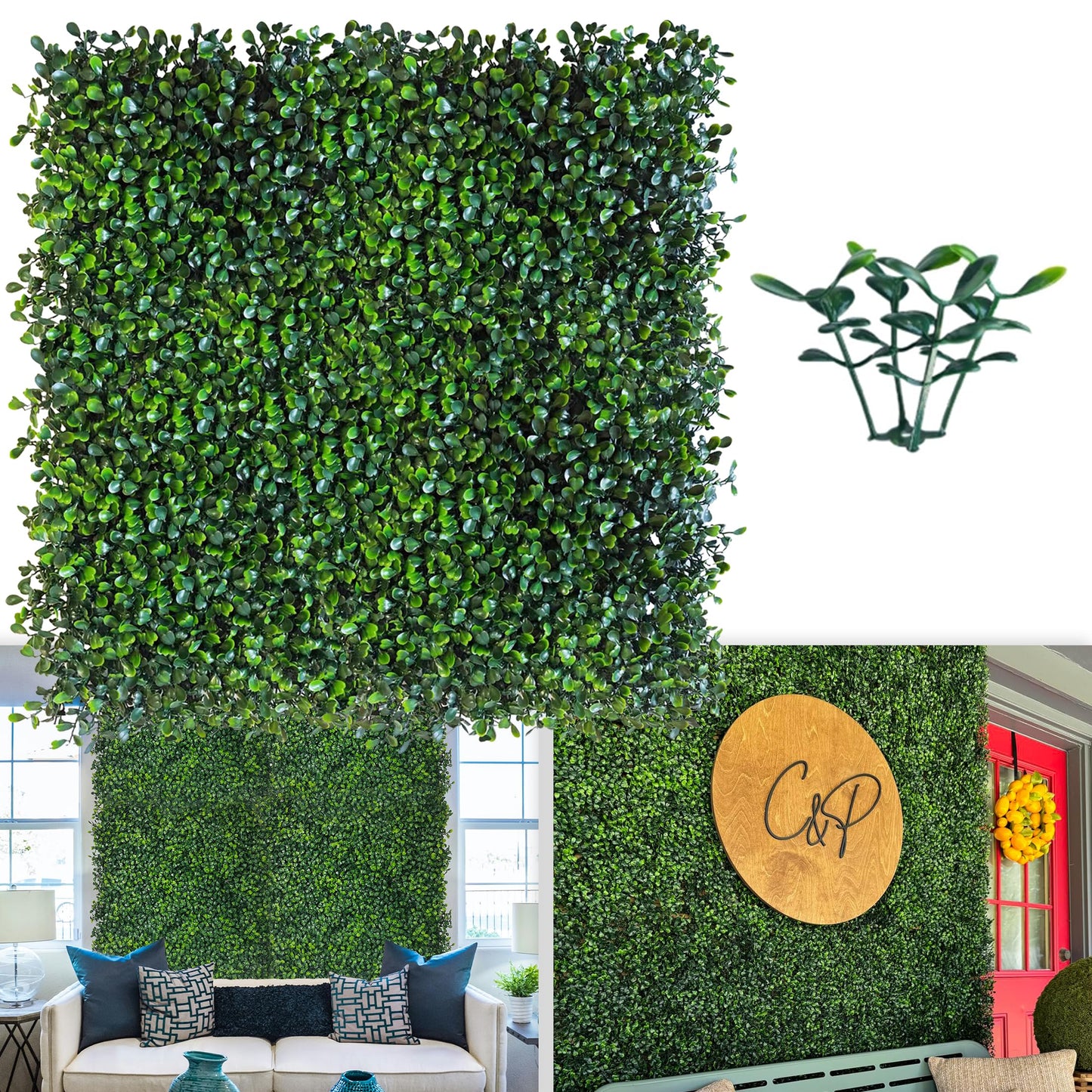 Artificial Grass Wall Panel Backdrop,10" X 10" 12P(8.4 sqft) UV-Anti Greenery Boxwood Panels for Indoor Outdoor Green Wall Decor & Ivy Fence Covering Privacy