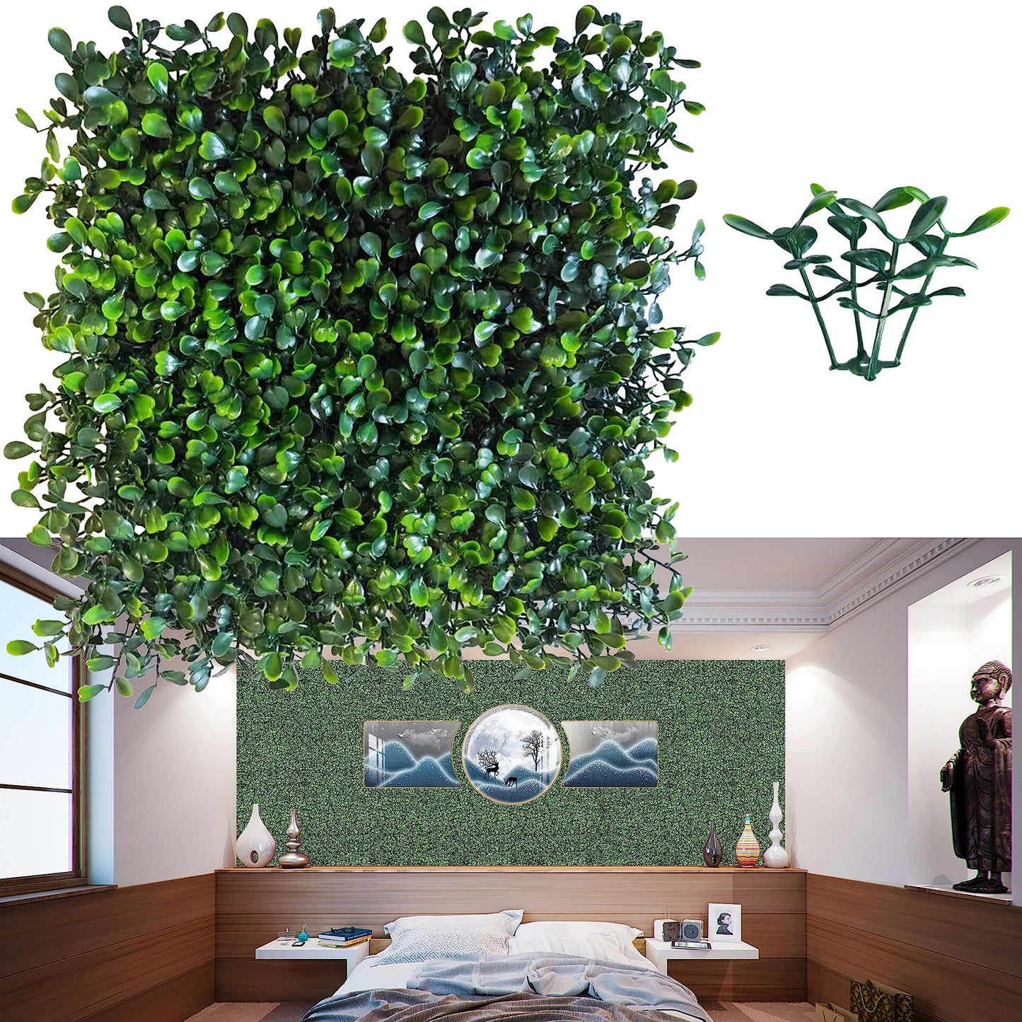 Artificial Grass Wall Panel Backdrop,10" X 10" 12P(8.4 sqft) UV-Anti Greenery Boxwood Panels for Indoor Outdoor Green Wall Decor & Ivy Fence Covering Privacy