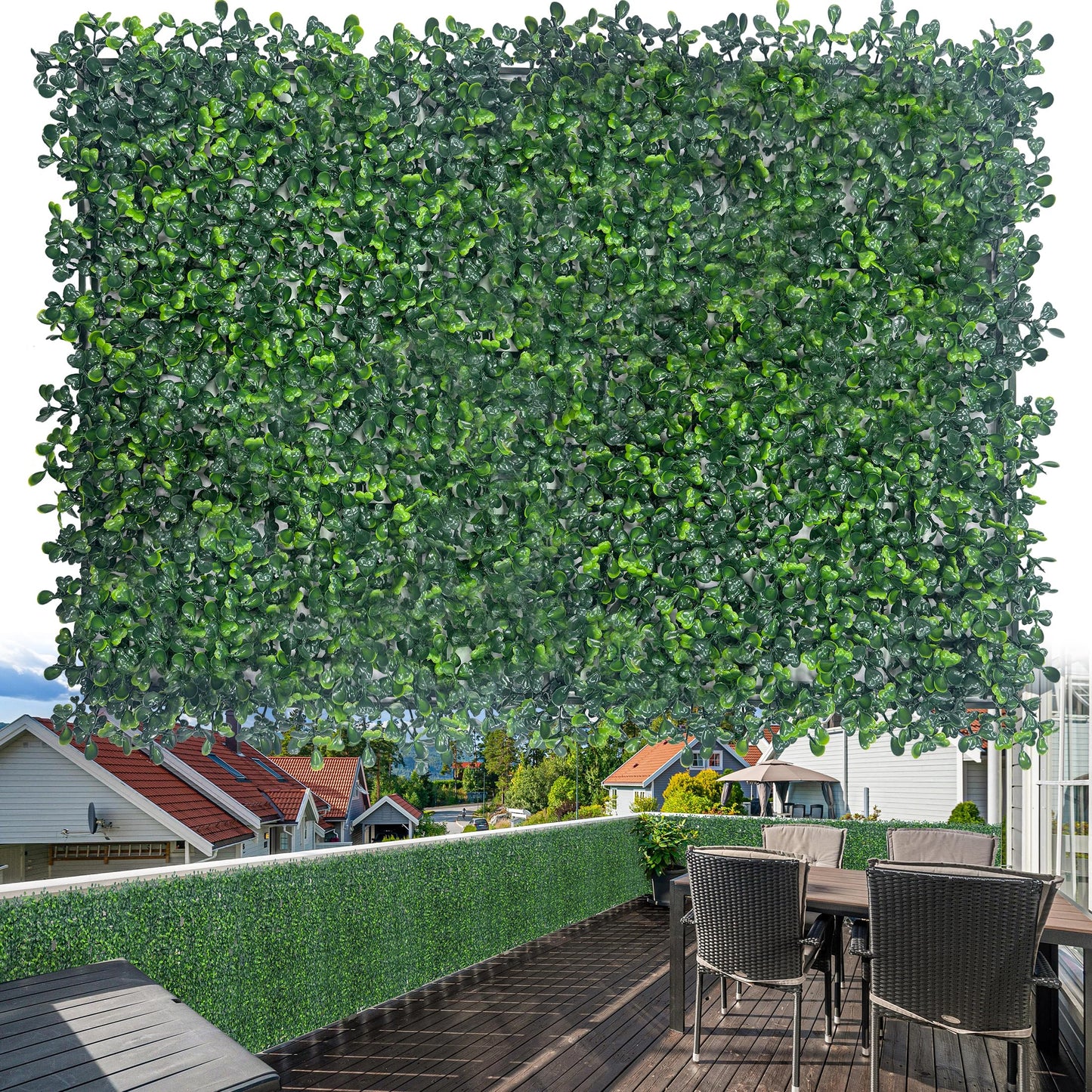 Artificial Grass Wall Panel Backdrop,10" X 10" 12P(8.4 sqft) UV-Anti Greenery Boxwood Panels for Indoor Outdoor Green Wall Decor & Ivy Fence Covering Privacy