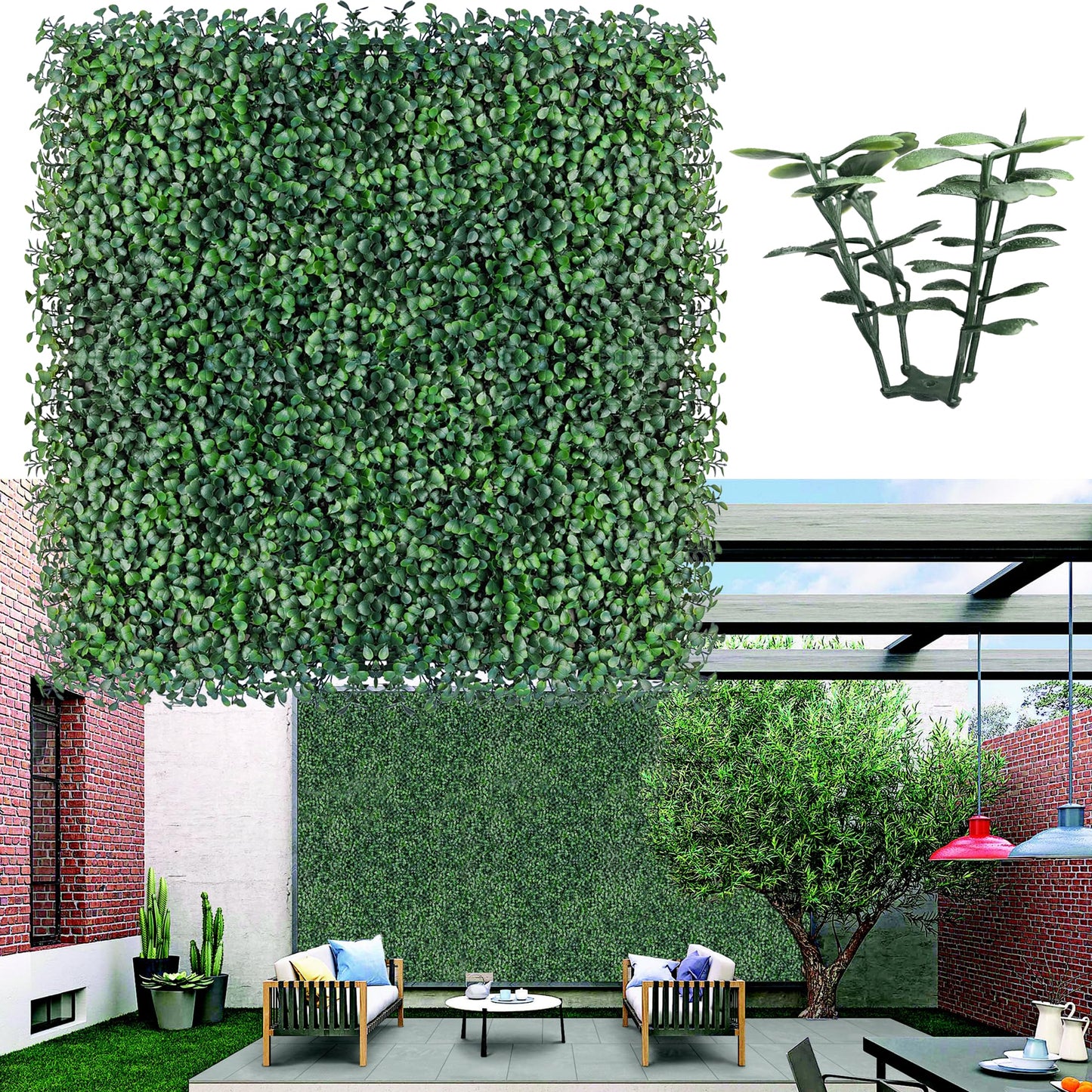 Artificial Grass Wall Panel Backdrop,10" X 10" 12P(8.4 sqft) UV-Anti Greenery Boxwood Panels for Indoor Outdoor Green Wall Decor & Ivy Fence Covering Privacy
