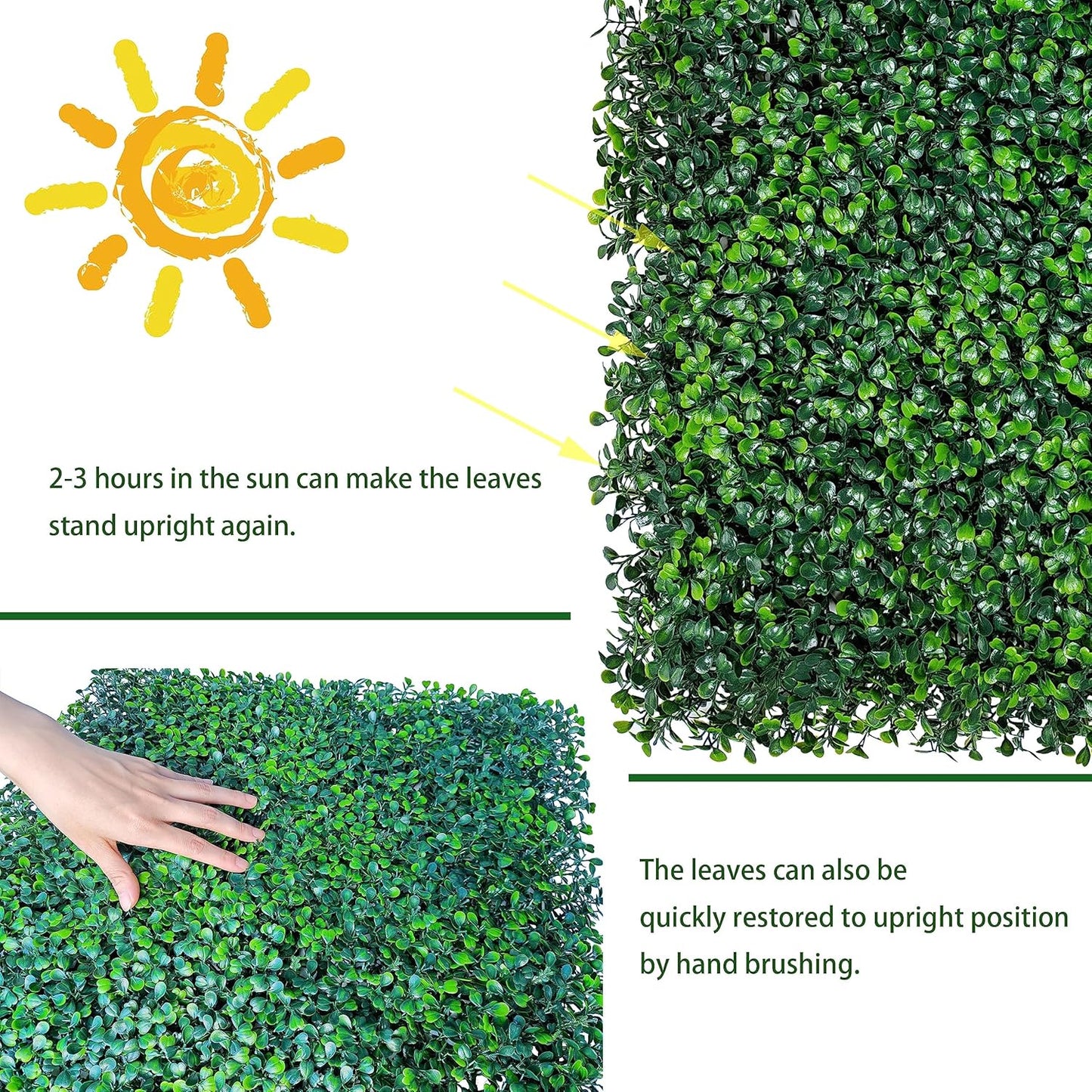 Artificial Grass Wall Panel Backdrop,10" X 10" 12P(8.4 sqft) UV-Anti Greenery Boxwood Panels for Indoor Outdoor Green Wall Decor & Ivy Fence Covering Privacy