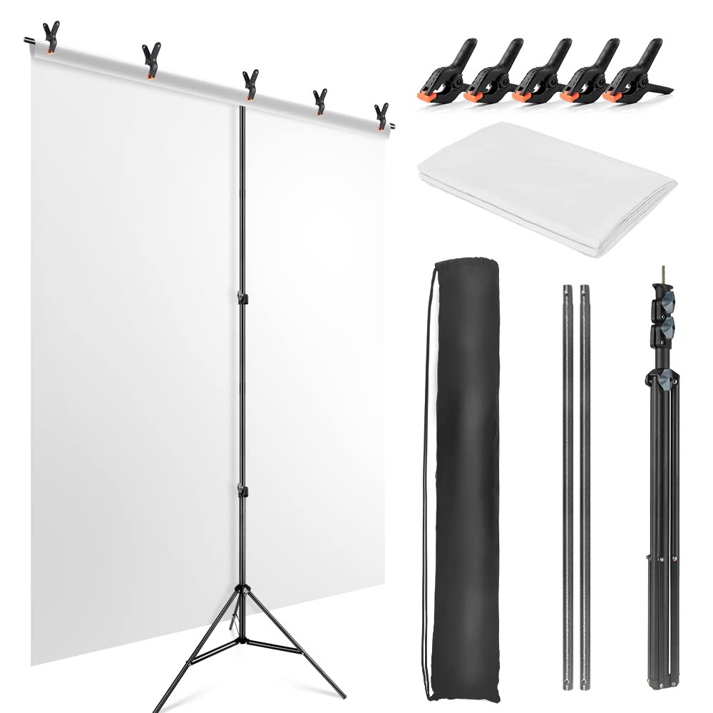 Green Screen Backdrop Kit with Stand, 5X6.5ft Portable Green Screen Backdrop with Stand kit, GreenScreen Background with Stand Carrying Bag Clamp for Streaming Video Zoom