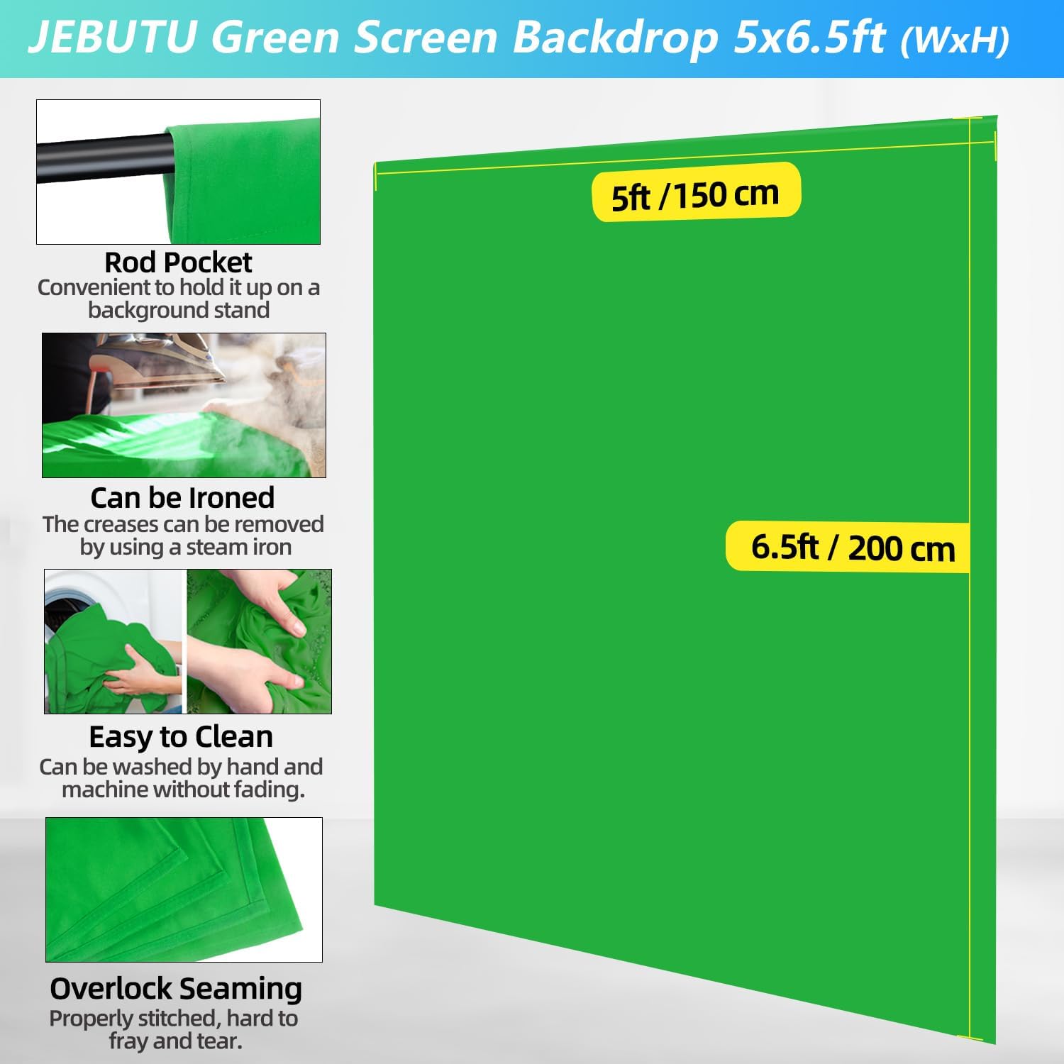 Green Screen Backdrop Kit with Stand, 5X6.5ft Portable Green Screen Backdrop with Stand kit, GreenScreen Background with Stand Carrying Bag Clamp for Streaming Video Zoom