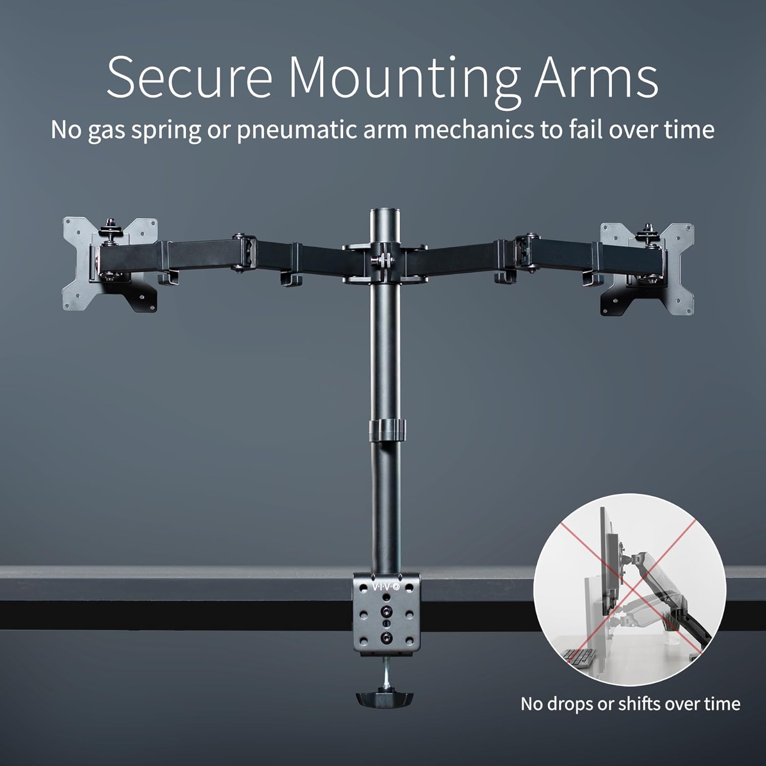 VIVO Dual Monitor Desk Mount, Holds 2 Computer Screens up to 30 inches and 22lbs Each, Heavy Duty Fully Adjustable Steel Stand with C-Clamp and Grommet, Black, STAND-V002
