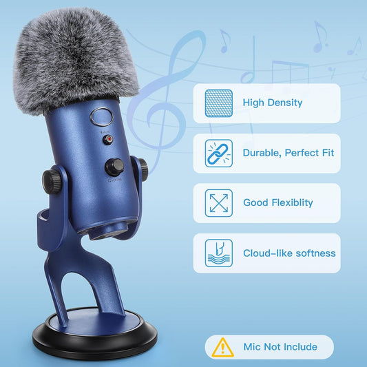 ZealSound Blue Yeti Pop Filter for Blue Yeti Microphone,Mic Foam Cover with Furry Windscreen Muff windshield for ZealSound K66/Yeti/Yeti X/Yeti Nano/Blue Yeti Pro/AM8/SoloCast and More USB Mics