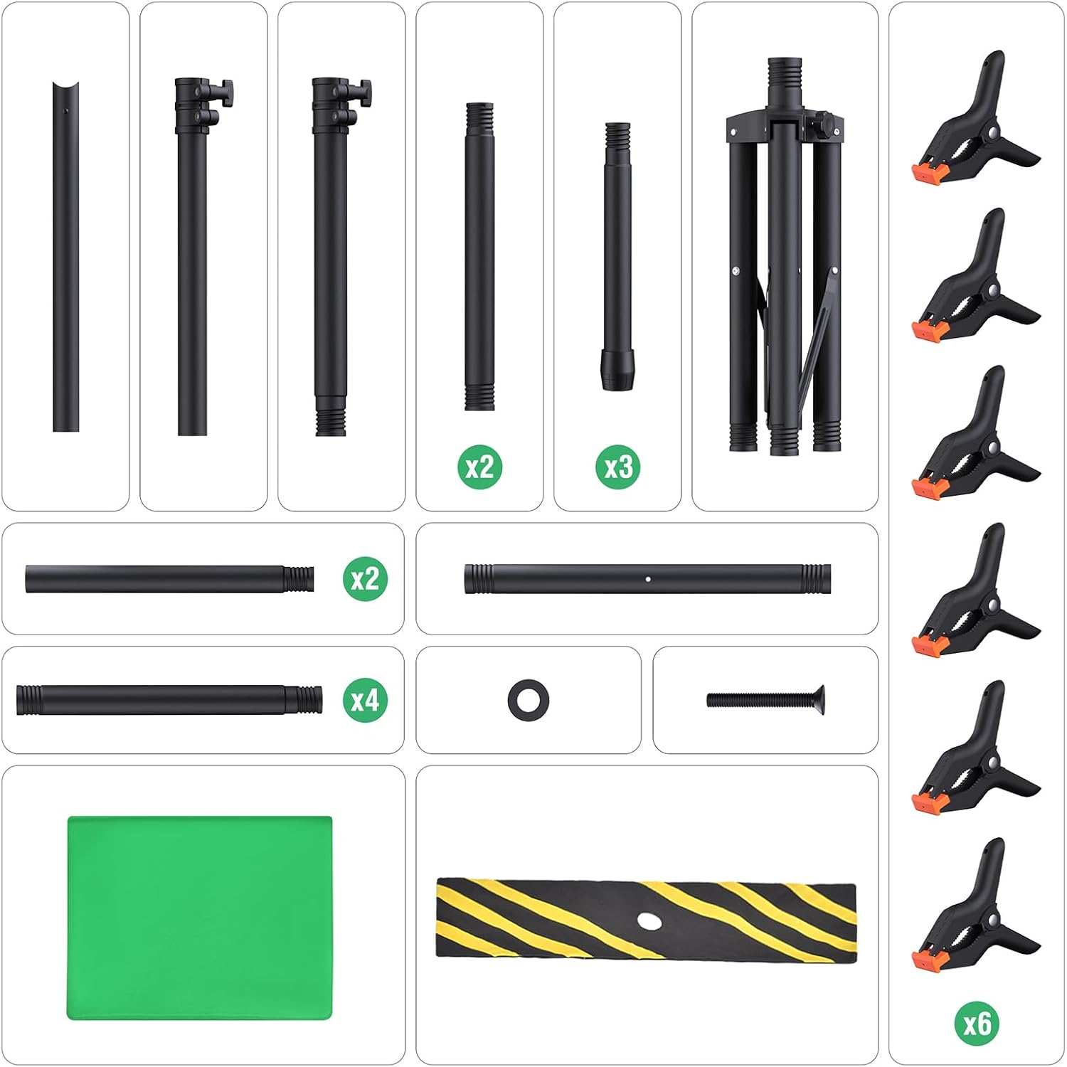 Green Screen Backdrop Kit with Stand, 8x7.2ft Portable GreenScreen Background Stand for Streaming Video and Photography Shoots