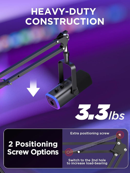 InnoGear Microphone Stand Mic Boom Arm for Blue Yeti HyperX QuadCast S SoloCast Snowball Fifine K669B and other Mic, with Shock Mount Windscreen Pop Filter Mic Clip Holder Cable Ties, Medium