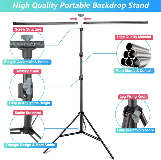Green Screen Backdrop Kit with Stand, 5X6.5ft Portable Green Screen Backdrop with Stand kit, GreenScreen Background with Stand Carrying Bag Clamp for Streaming Video Zoom