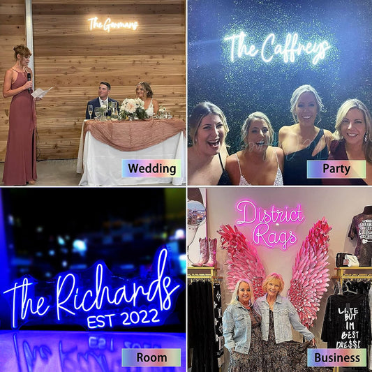 Custom Neon Signs, Personalised Large Led Neon Lights Sign Customizable for Wall Decor Wedding Birthday Party Bedroom Bar Shop Name Logo Lights (Optional 16" to 55")